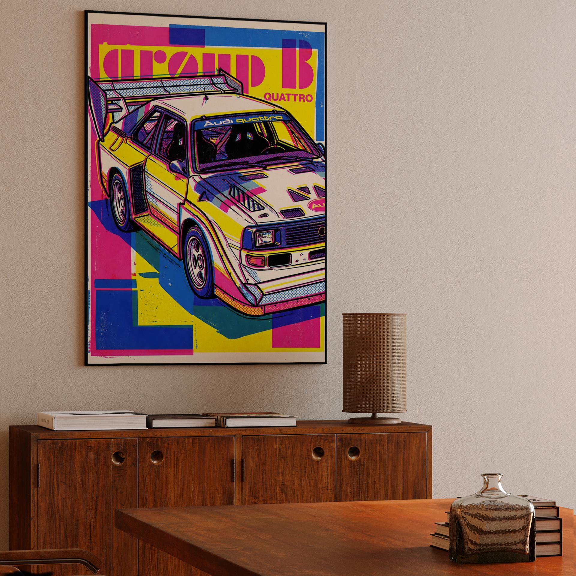 Neon Rally Legend: Audi Sport Quattro S1 E2 Pop Art