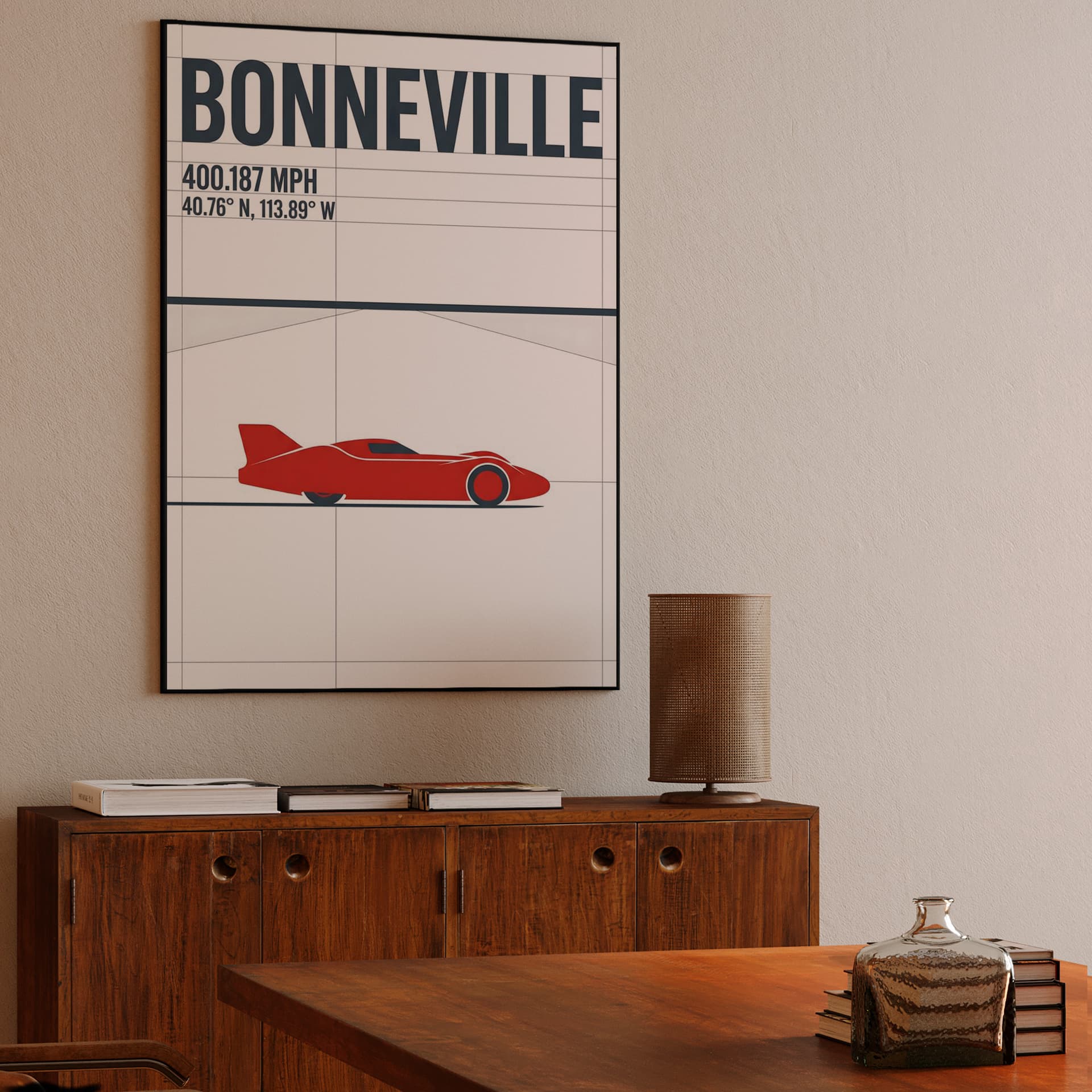 Bonneville 400 MPH Land Speed Record Technical Poster