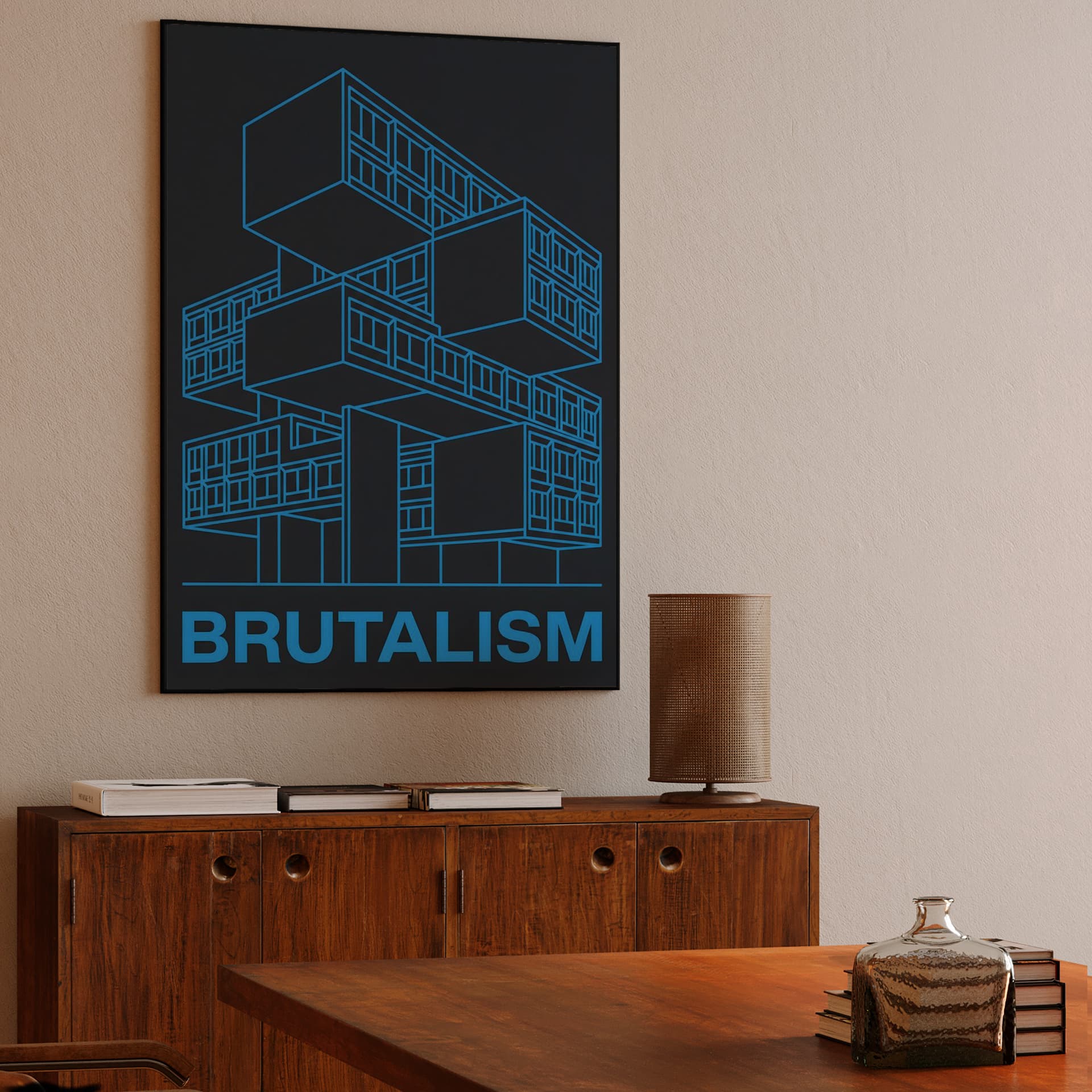 Brutalism: Cyan Modular Geometry