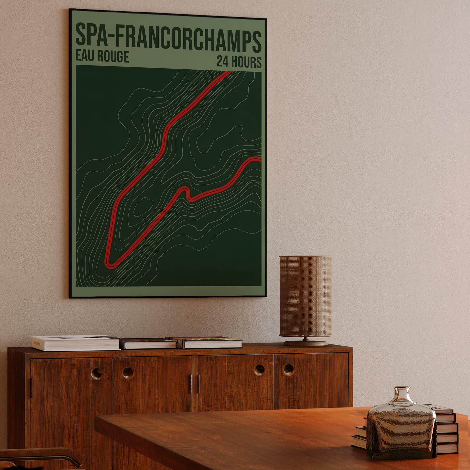 Spa-Francorchamps Eau Rouge Topographic Racing Poster