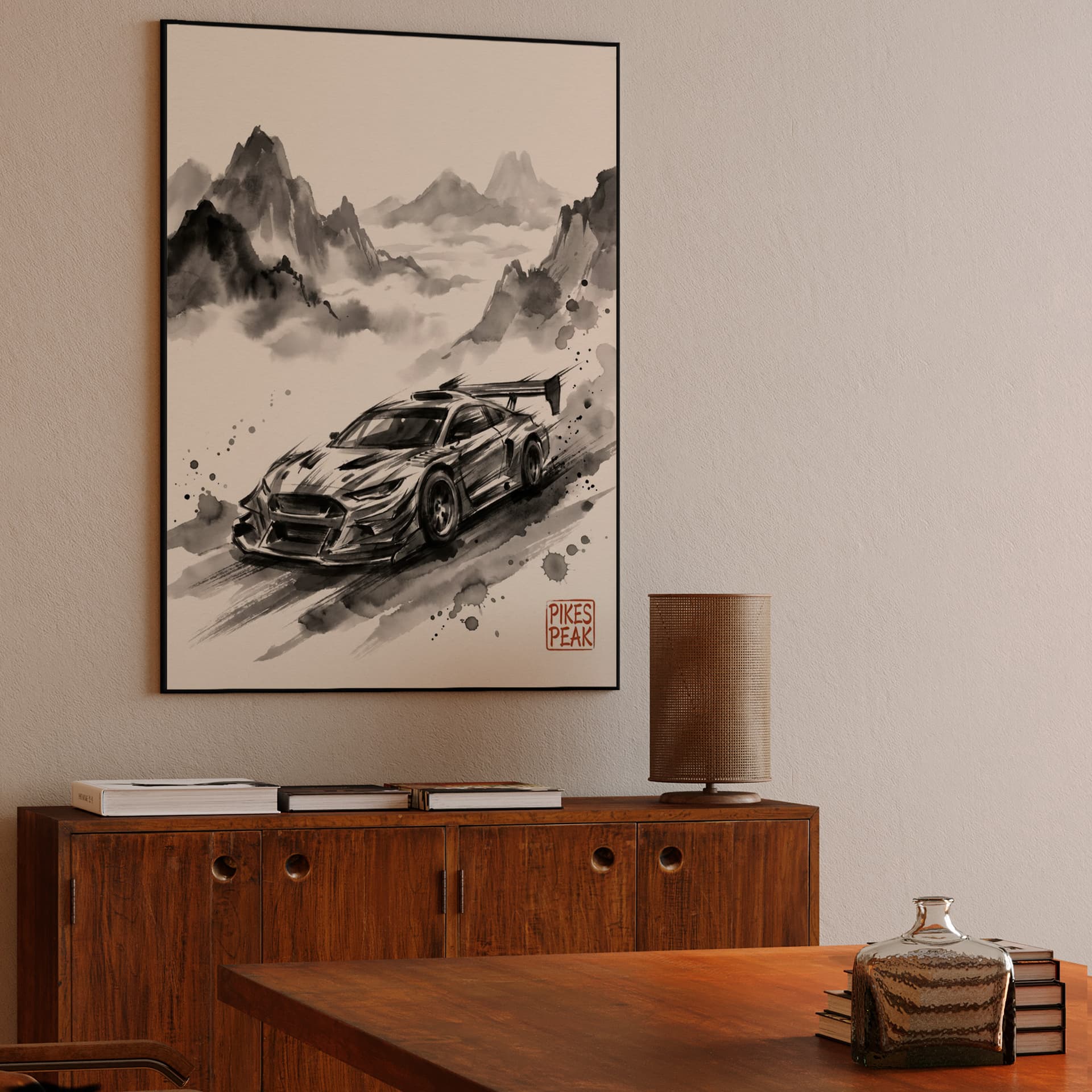 Pikes Peak Summit Ascent Sumi-e Illustration