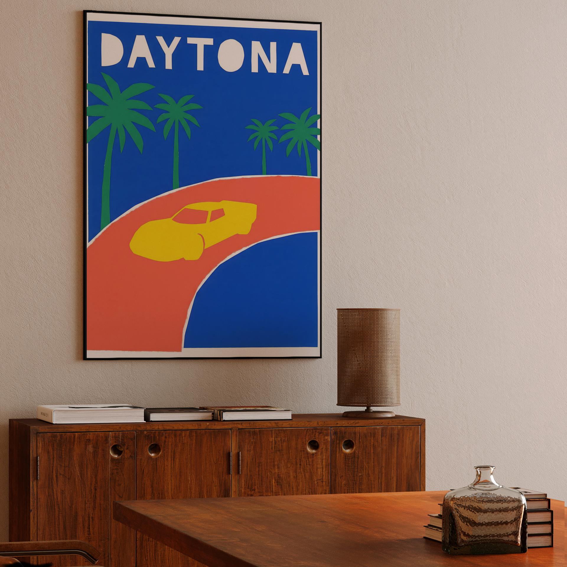 Daytona Sun: Minimalist Paper Cutout Race Poster