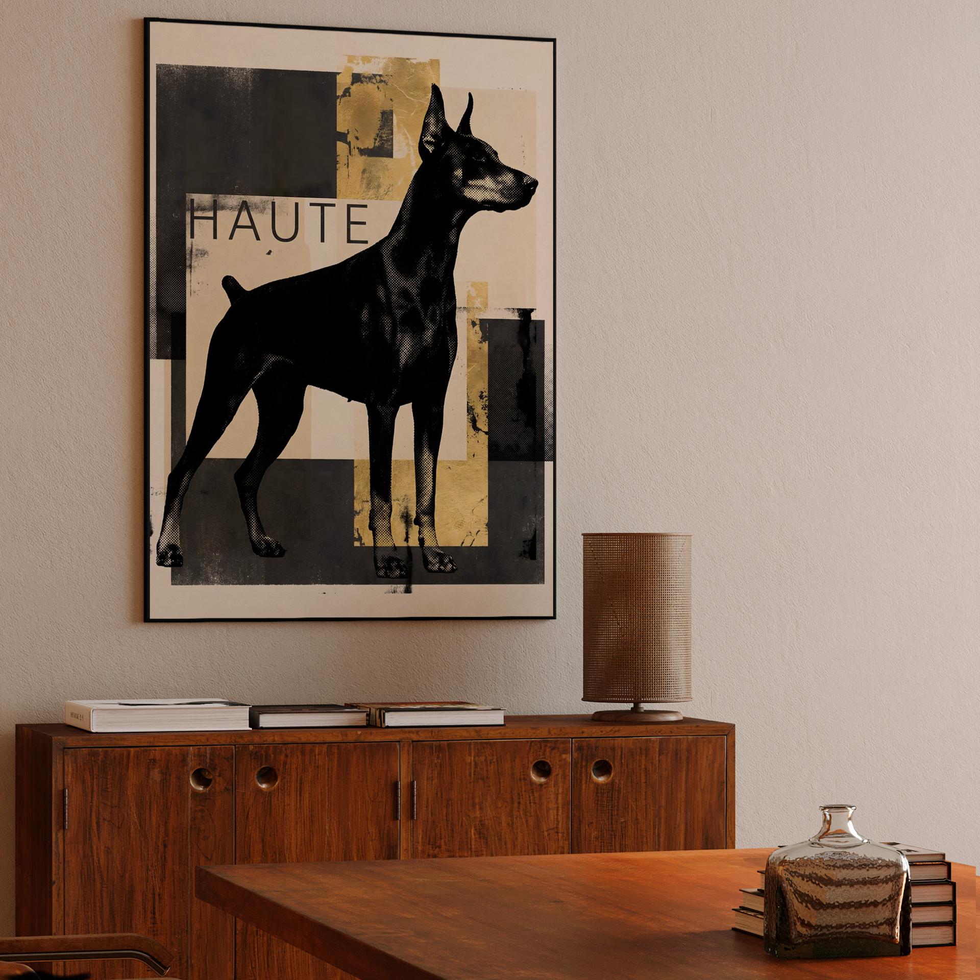 Haute Doberman: Modern Mixed Media Portrait