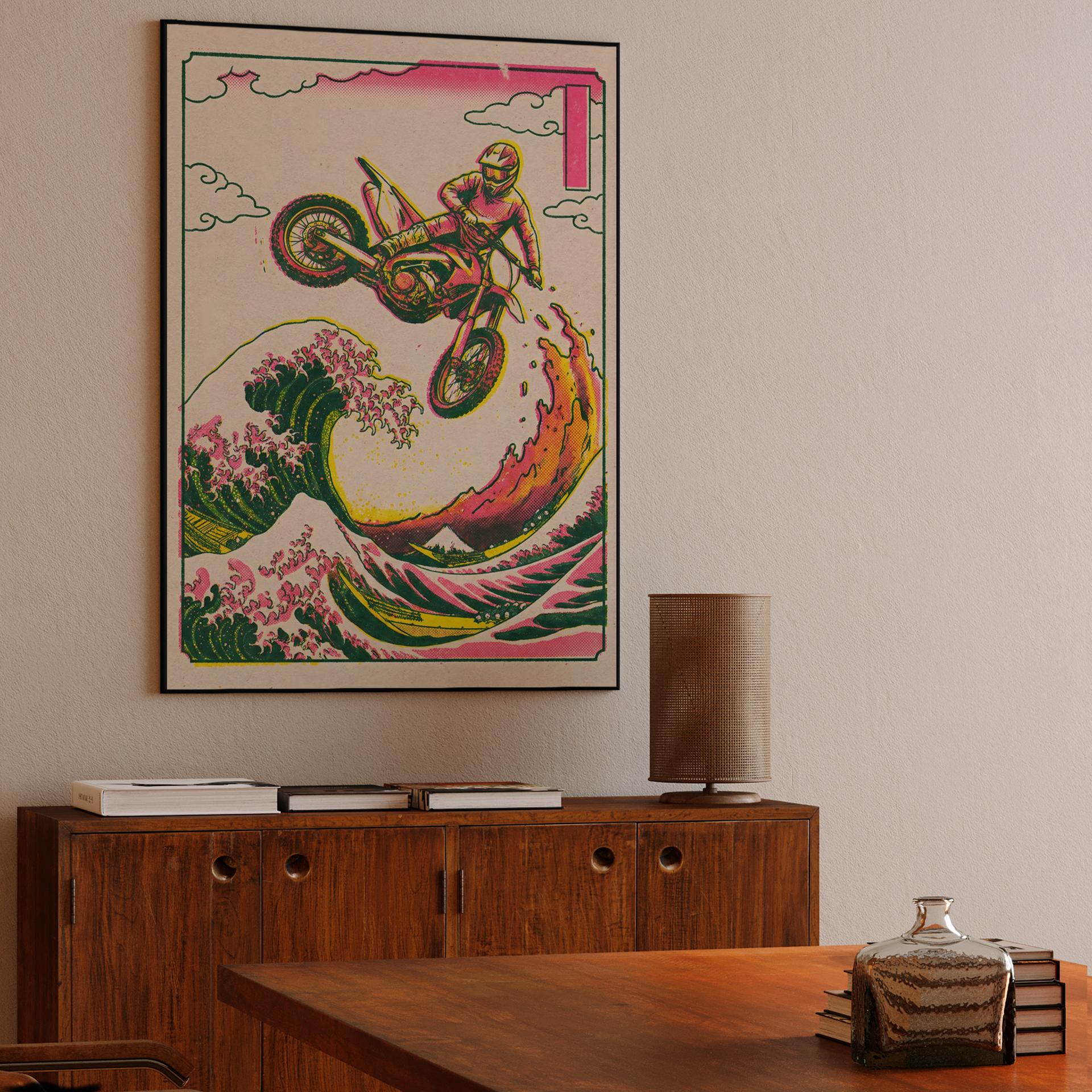 The Great Motocross Wave: Hokusai Inspired Action Art