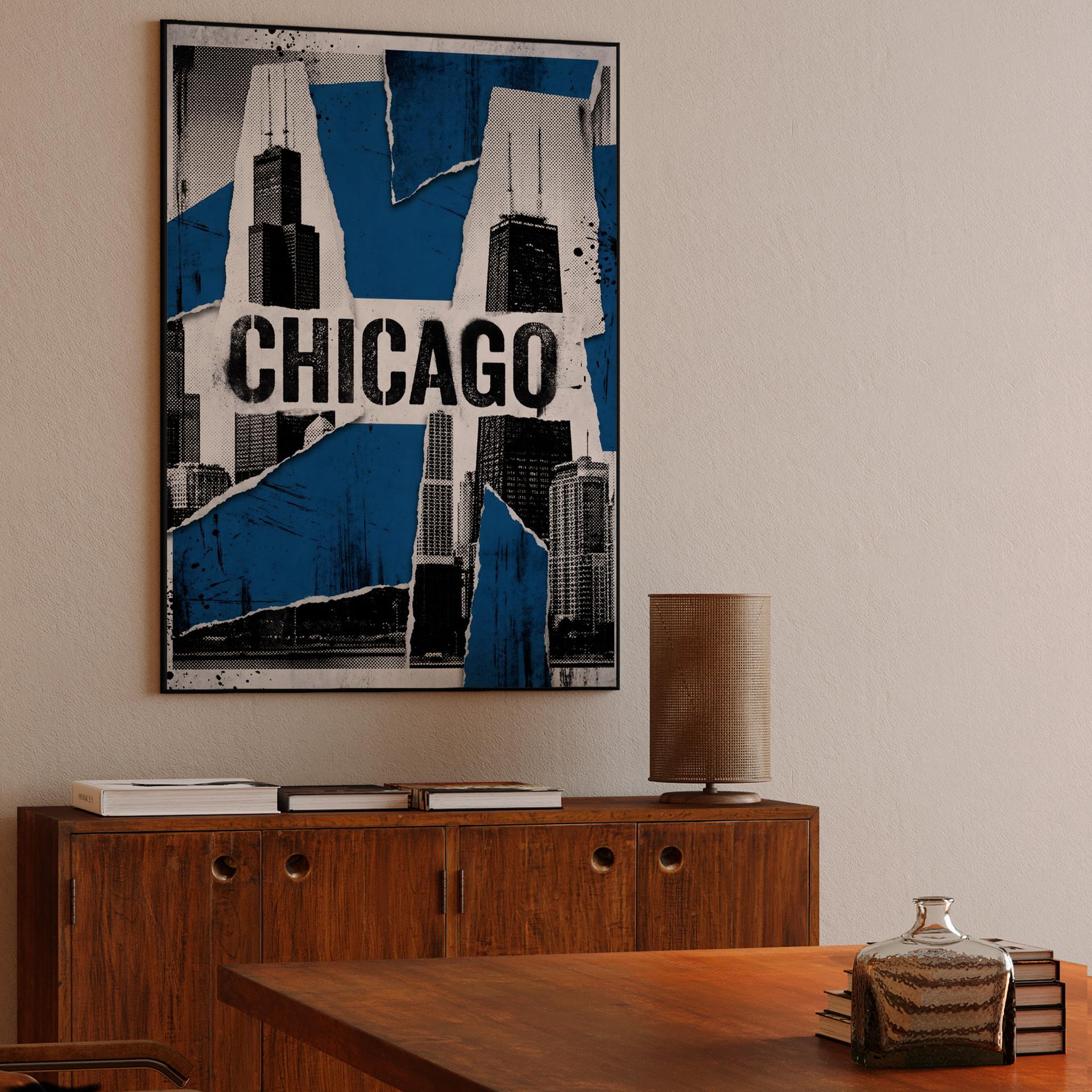 Chicago Torn Paper Skyline Collage