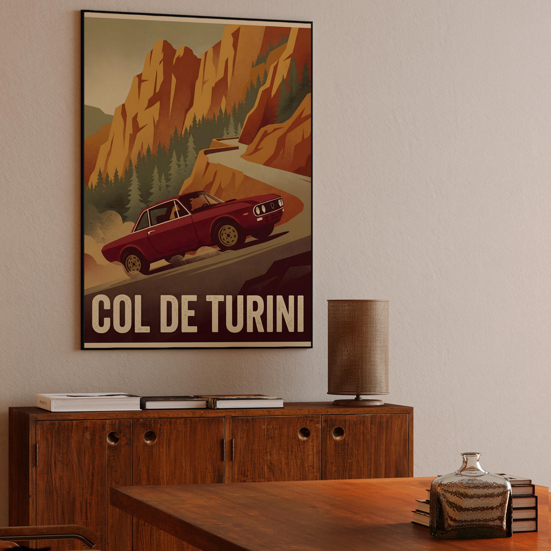 Lancia Fulvia HF at Col de Turini Rally Poster