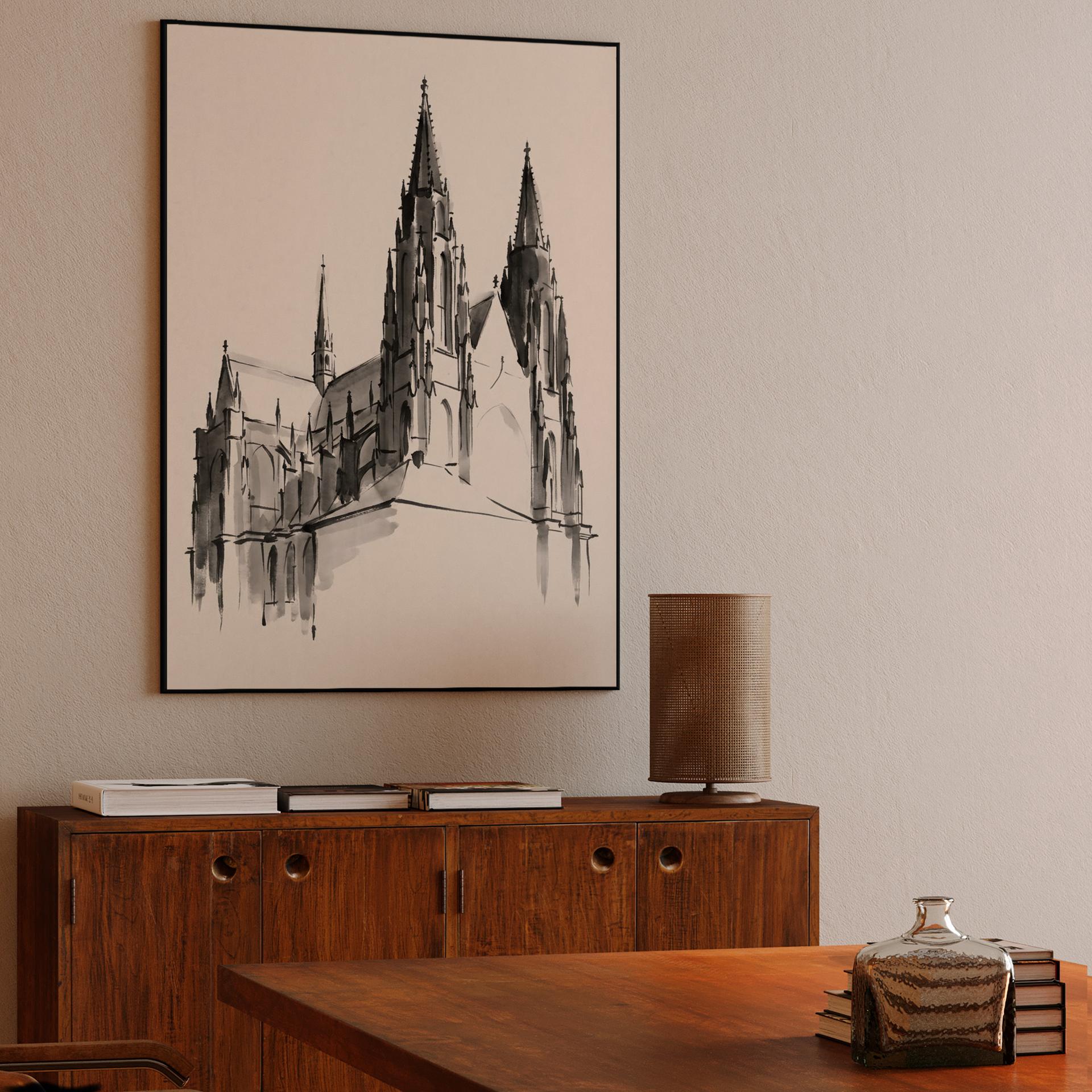 St. Vitus Cathedral Ink Wash Sketch