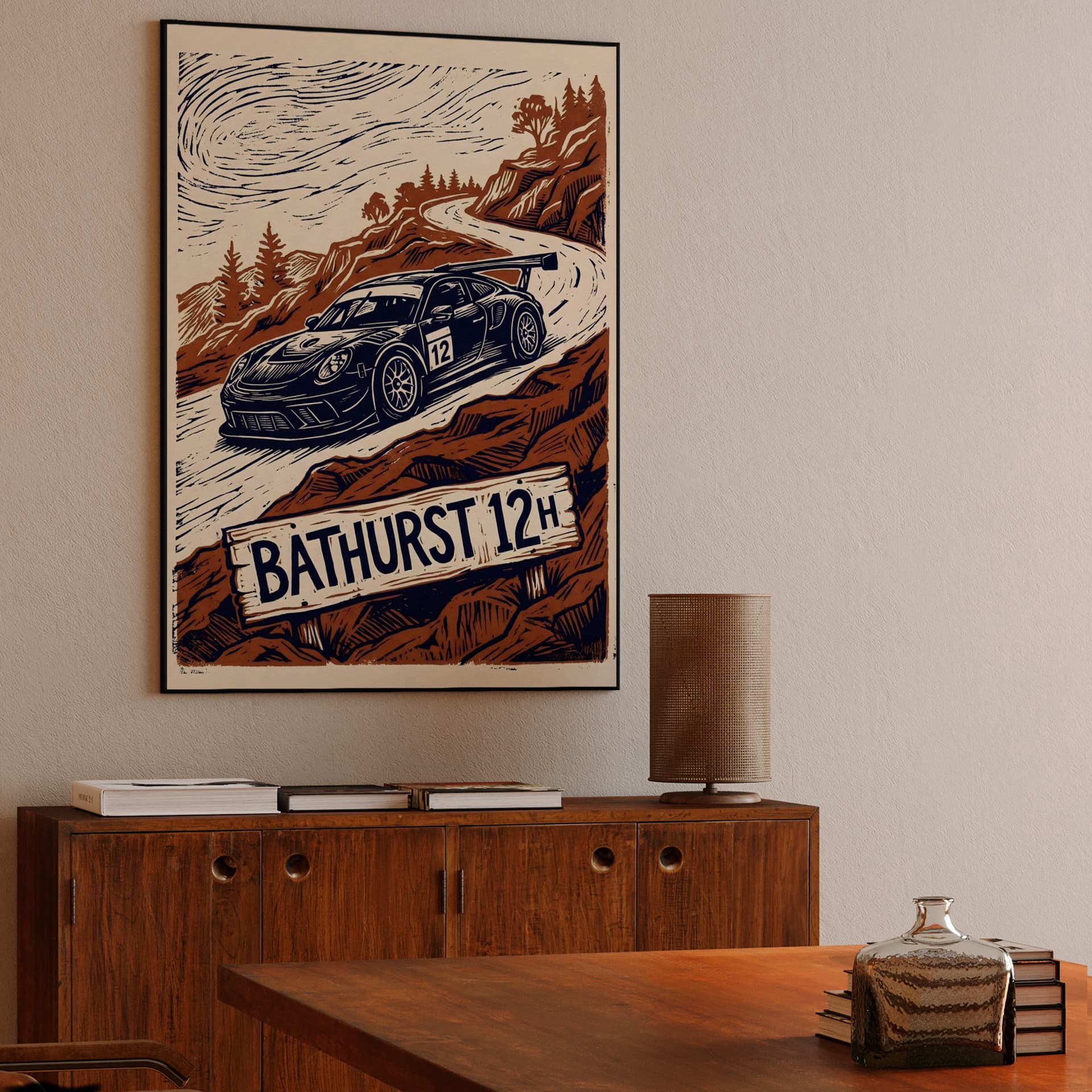 Bathurst 12H: The Mountain's Edge Linocut
