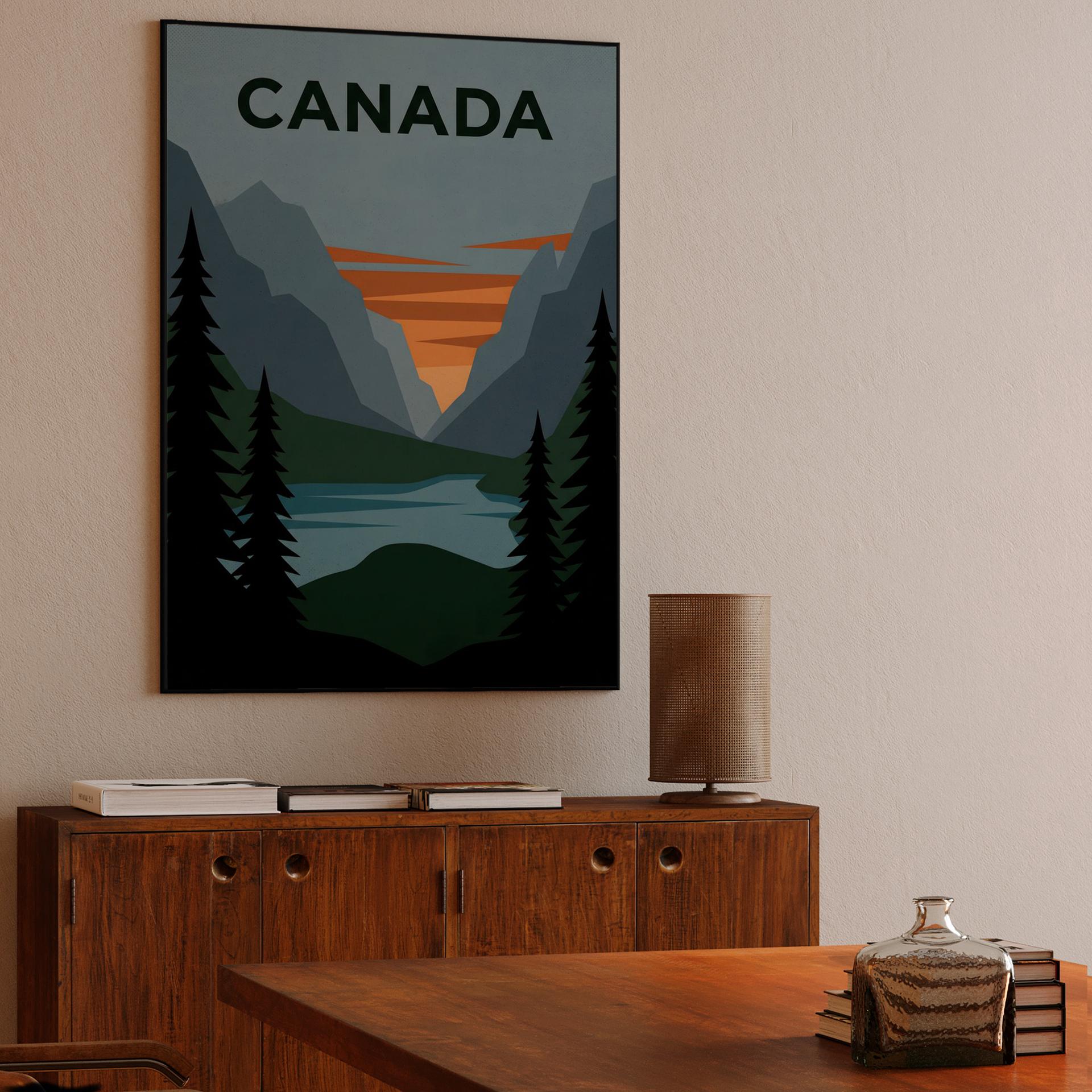 Canadian Mountain Sunset Travel Poster