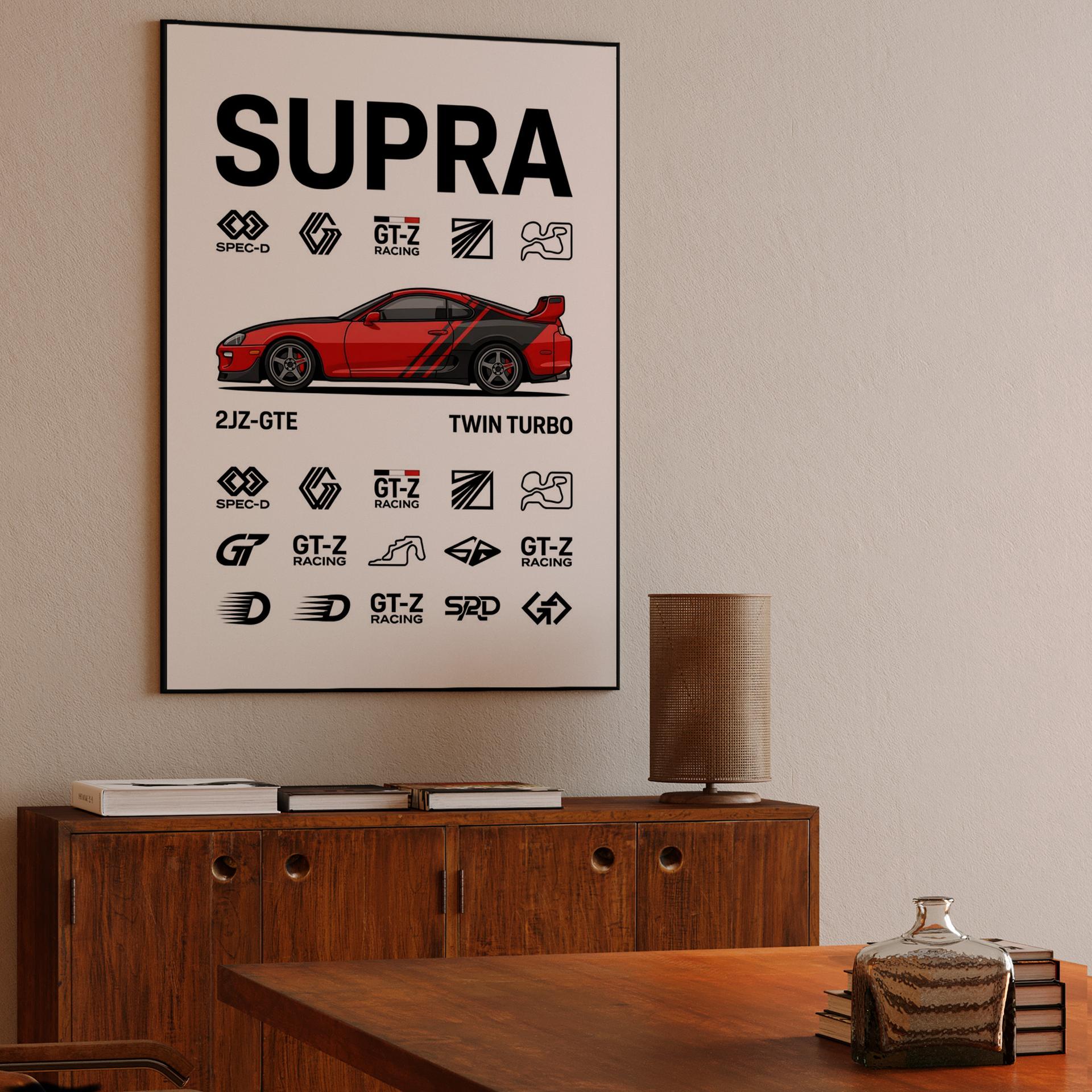Toyota Supra MK4 A80 Technical Spec Sheet Art