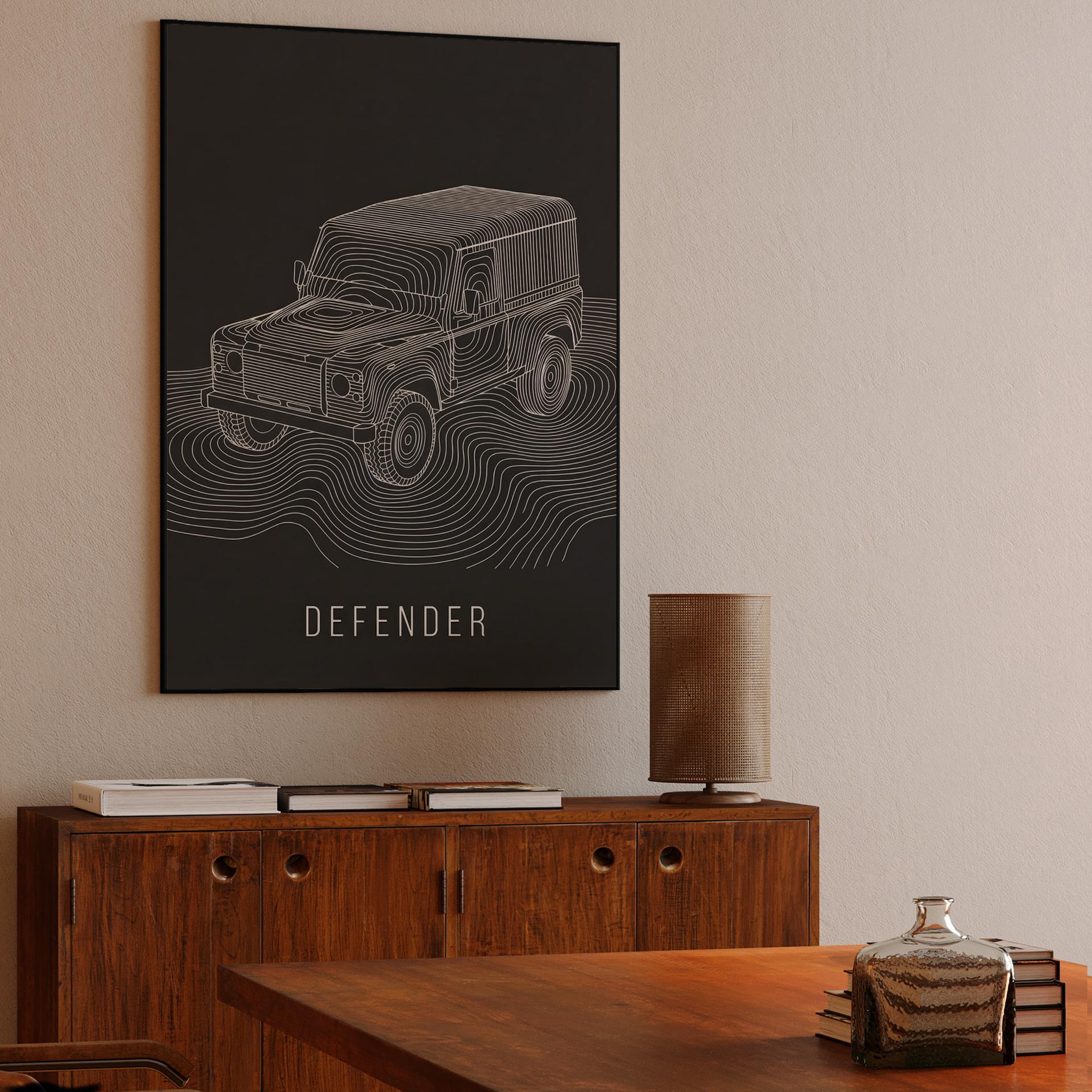 Defender Topographic Line Art