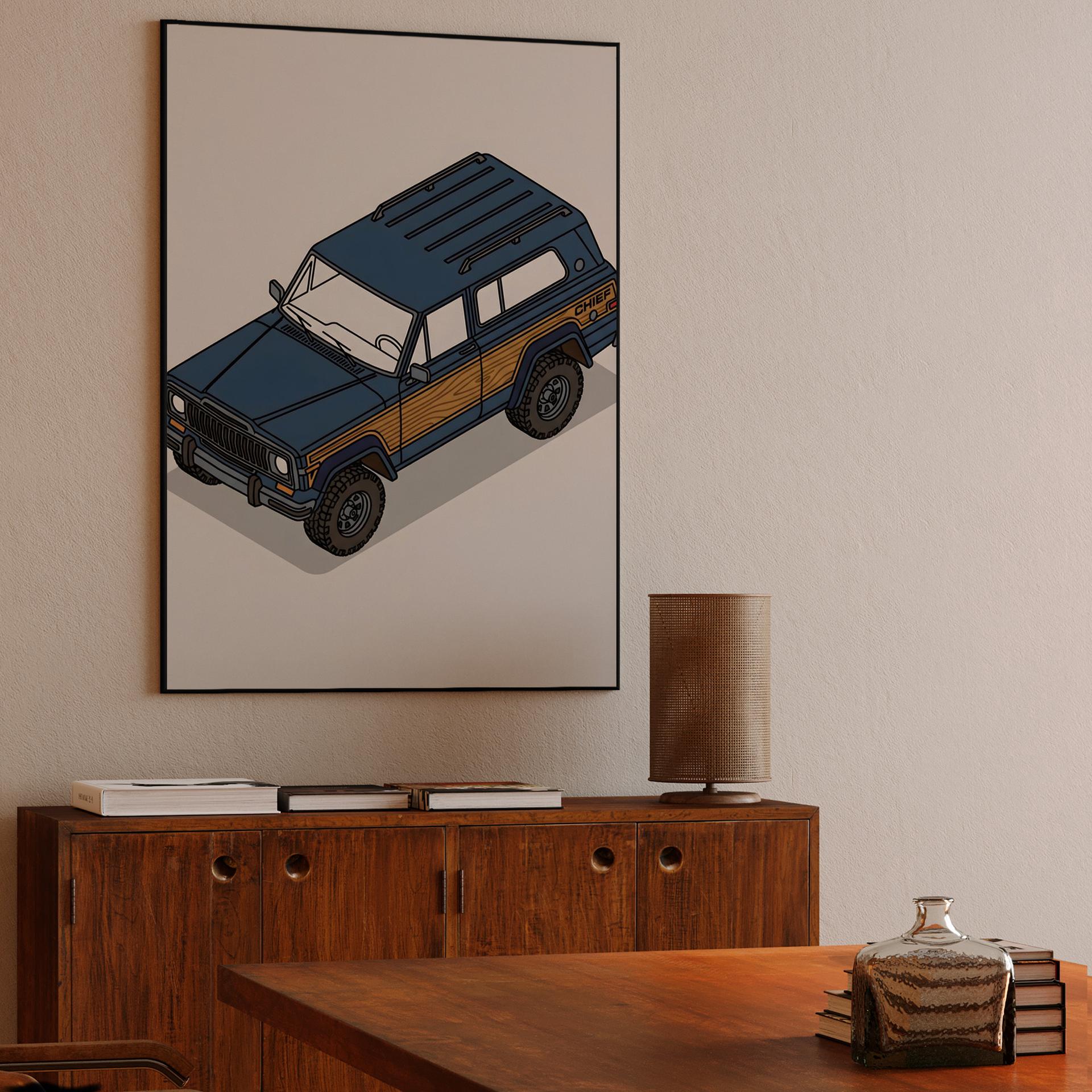 Jeep Cherokee Chief: Isometric Woodie Illustration