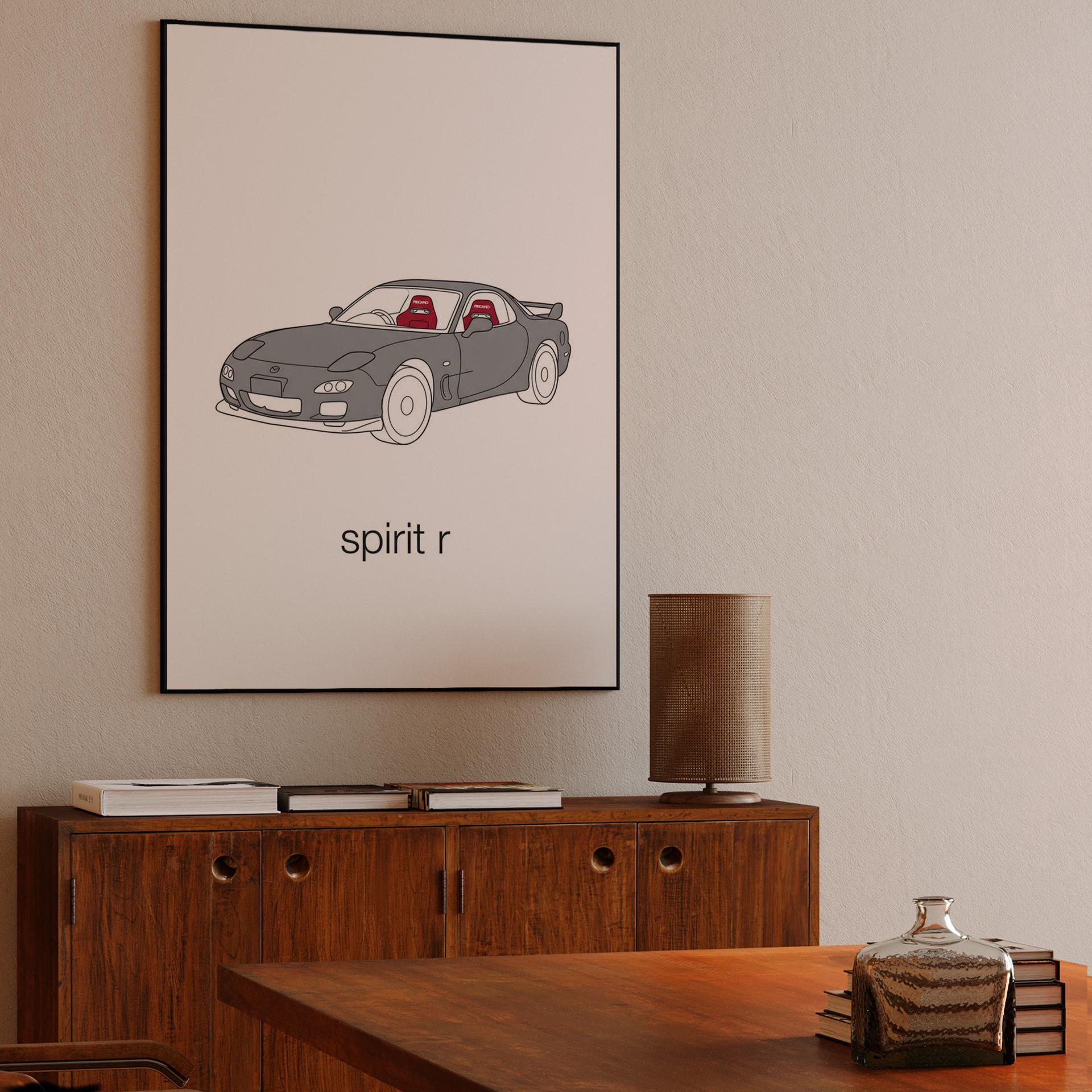 Spirit R: Minimalist Mazda RX-7 Illustration