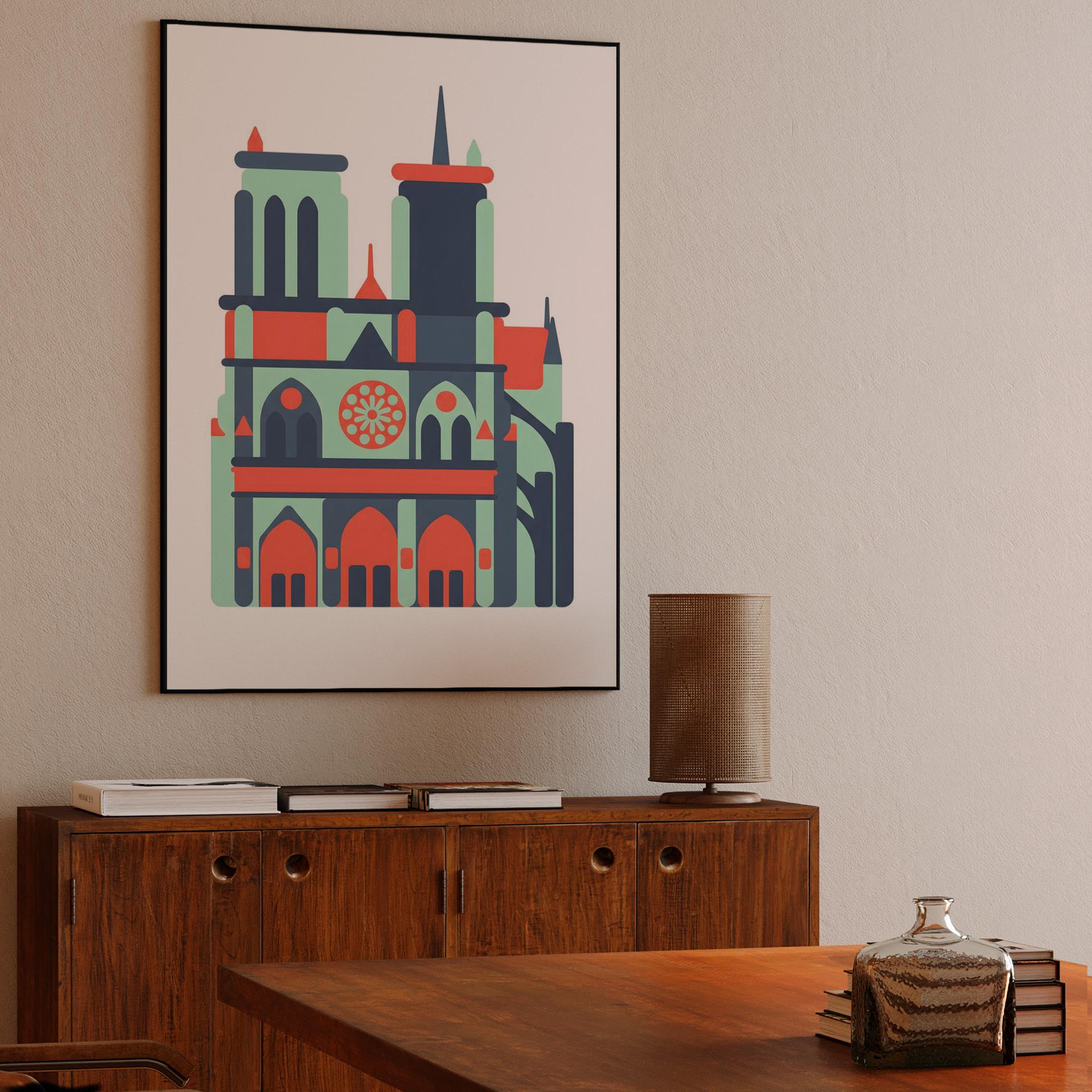 Notre-Dame Paris Flat Art Illustration