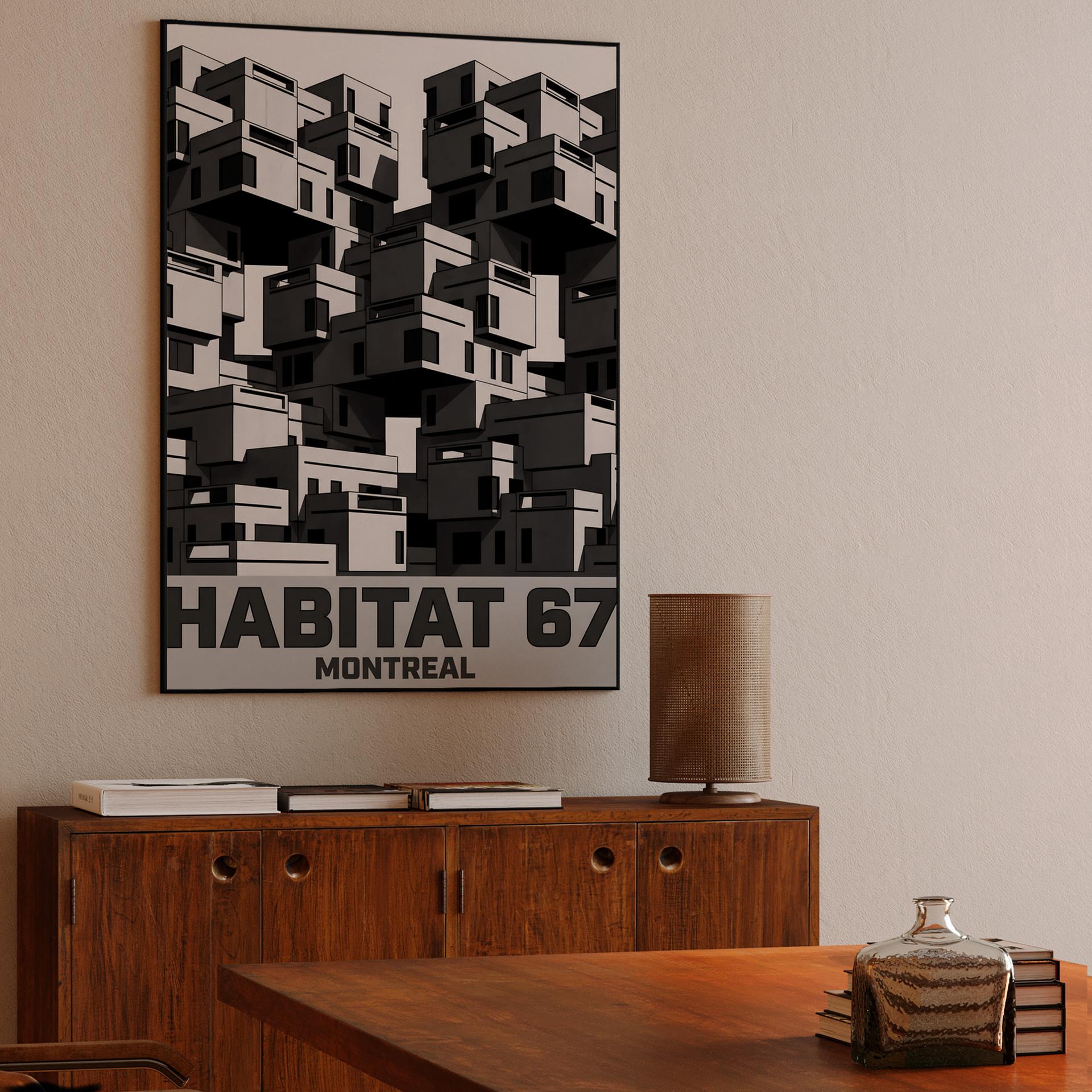 Habitat 67 Montreal Brutalist Graphic Poster