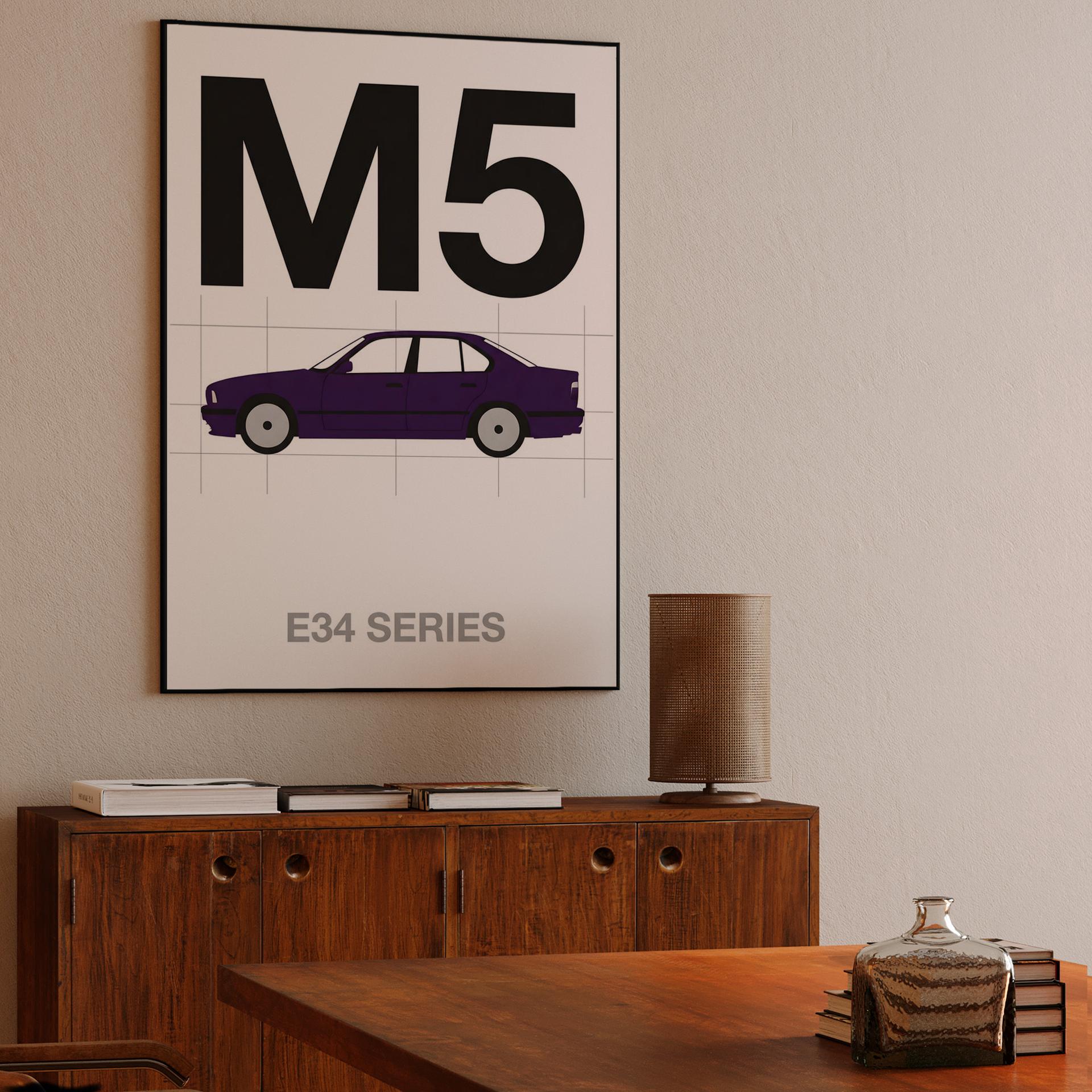 BMW E34 M5 Minimalist Purple Profile