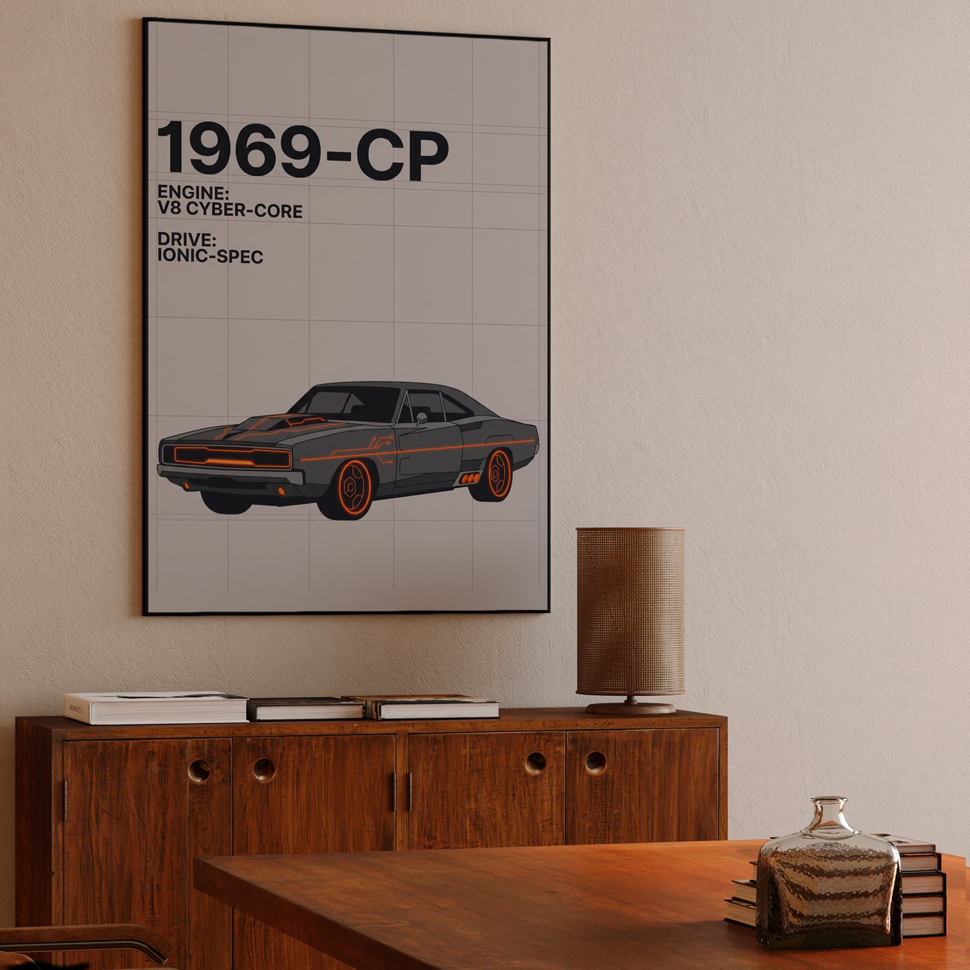 1969-CP Dodge Charger Cyberpunk Technical Poster