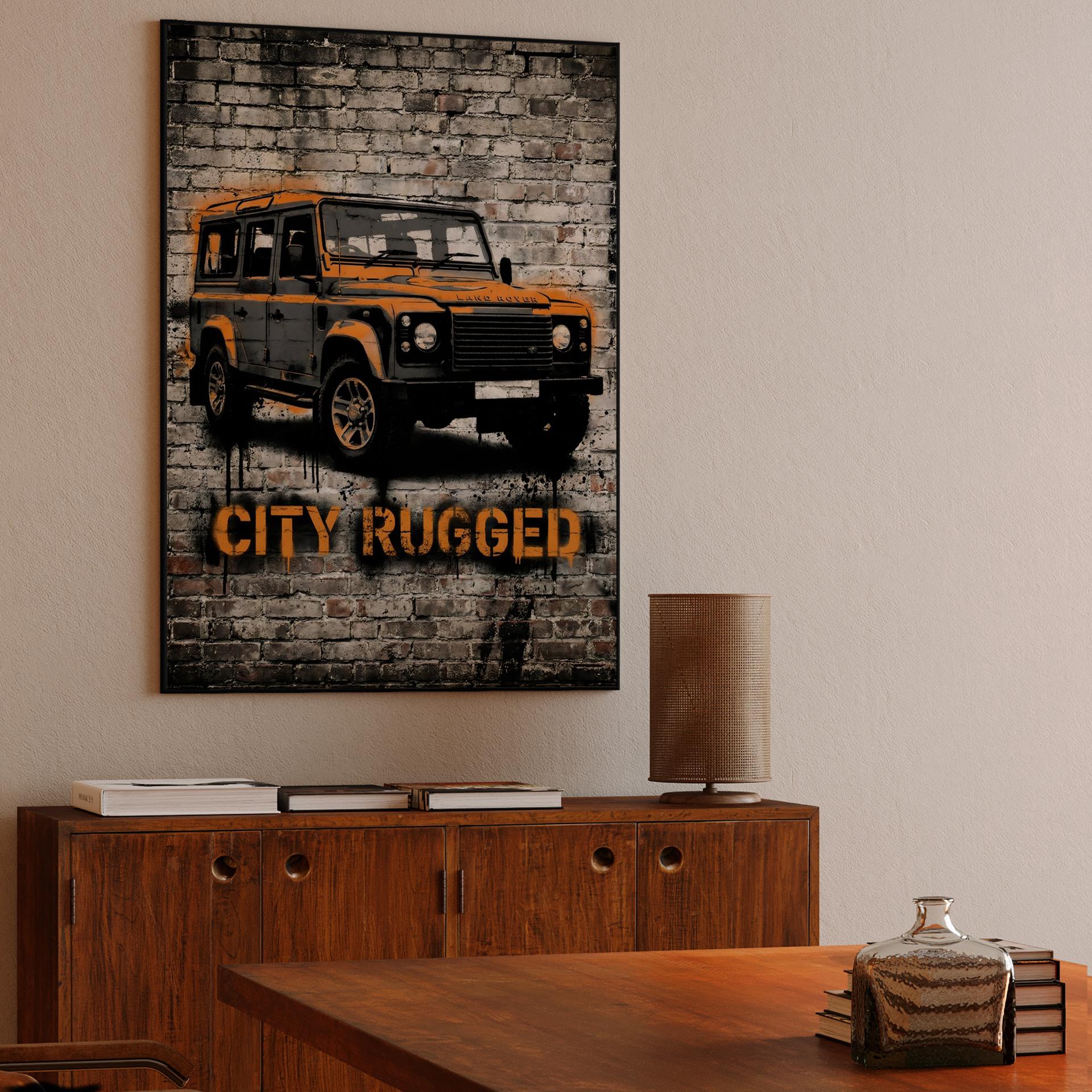 City Rugged Land Rover Defender Street Art