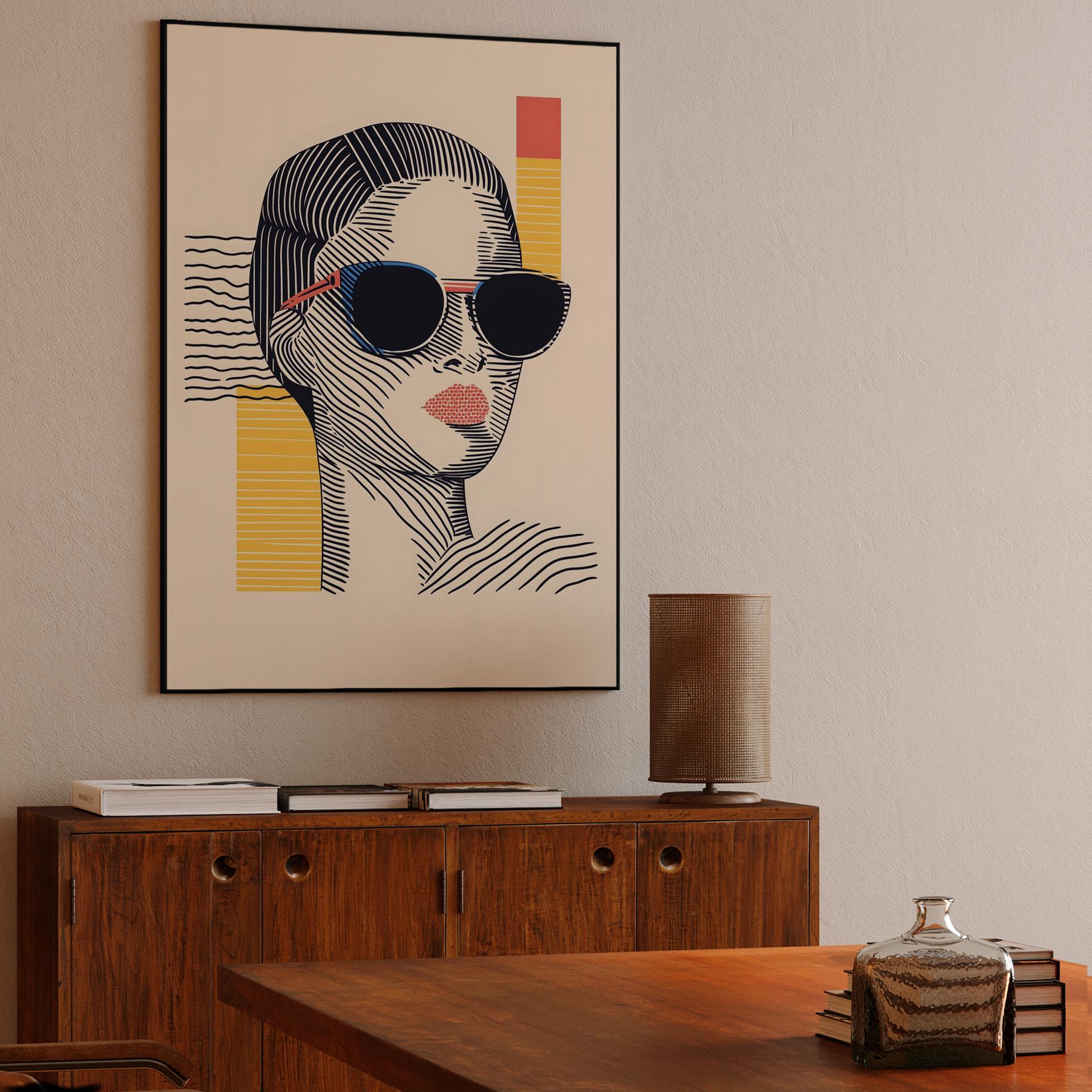 Geometric Woodcut Fashion Portrait