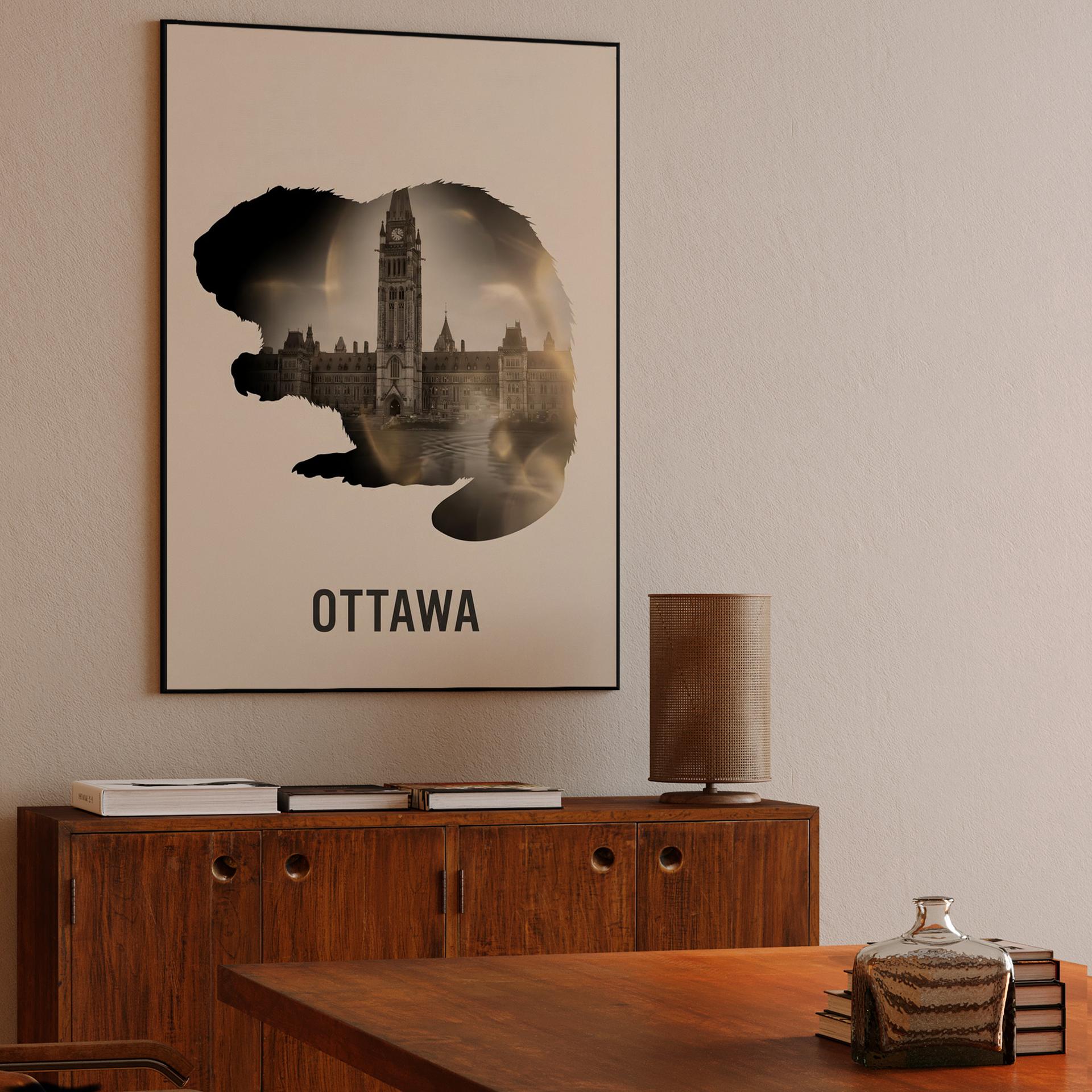Ottawa Beaver: Parliament Hill Double Exposure Poster