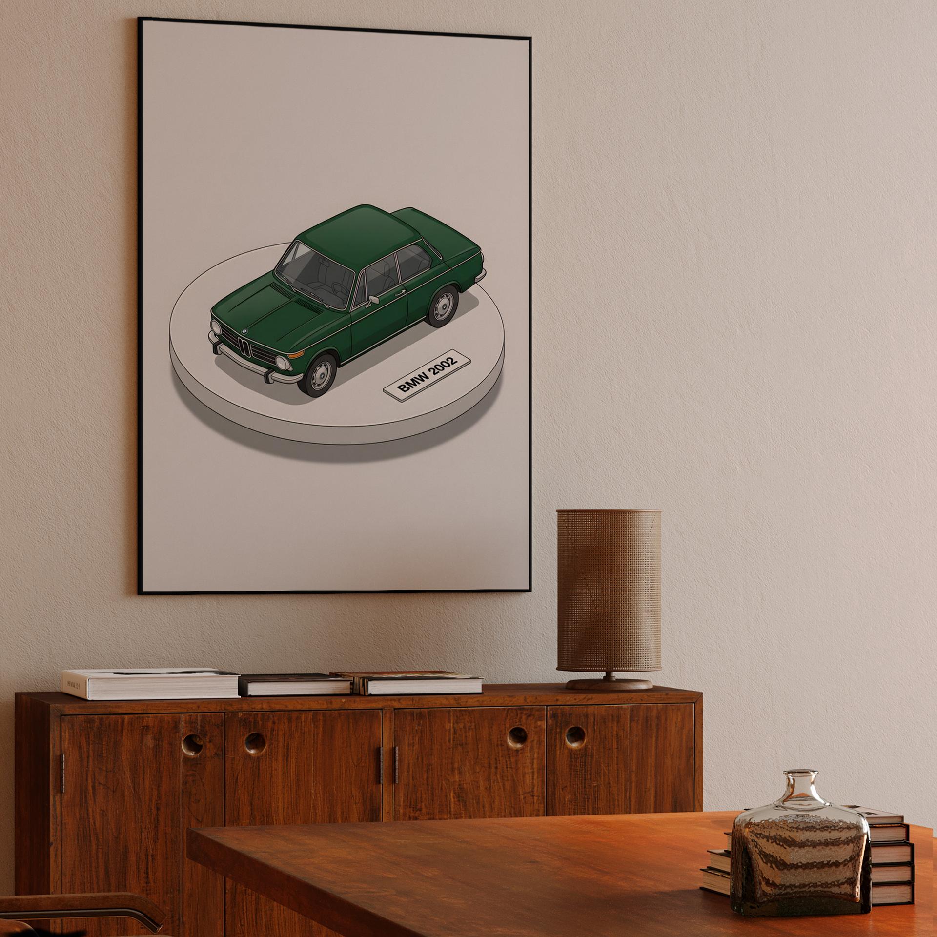 BMW 2002 Isometric Miniature Diorama - Green