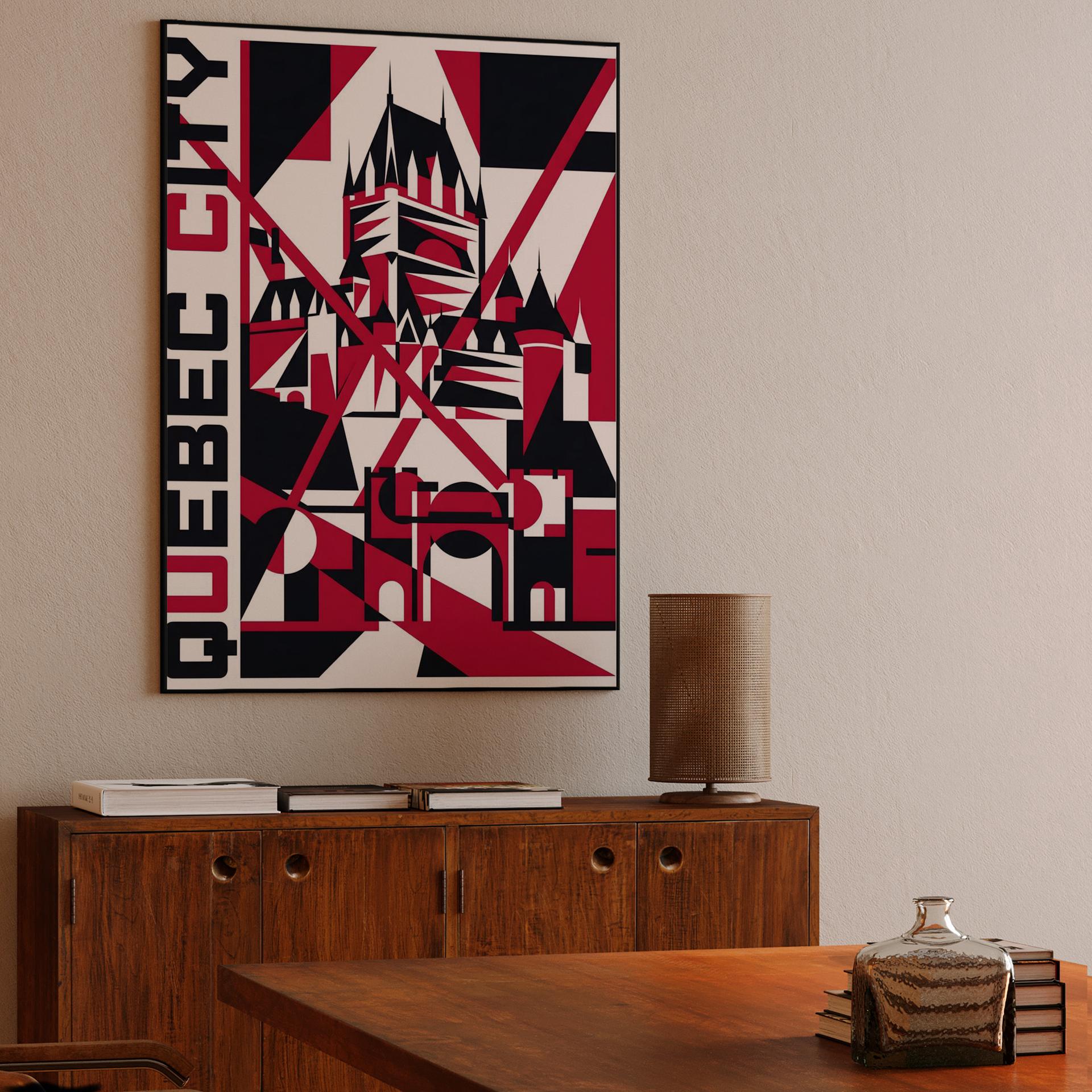 Geometric Quebec: Château Frontenac Abstract Poster