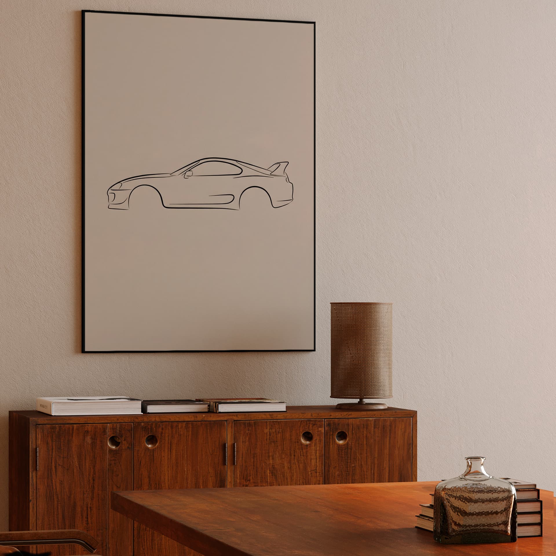 Toyota Supra A80: Minimalist Line Art Silhouette