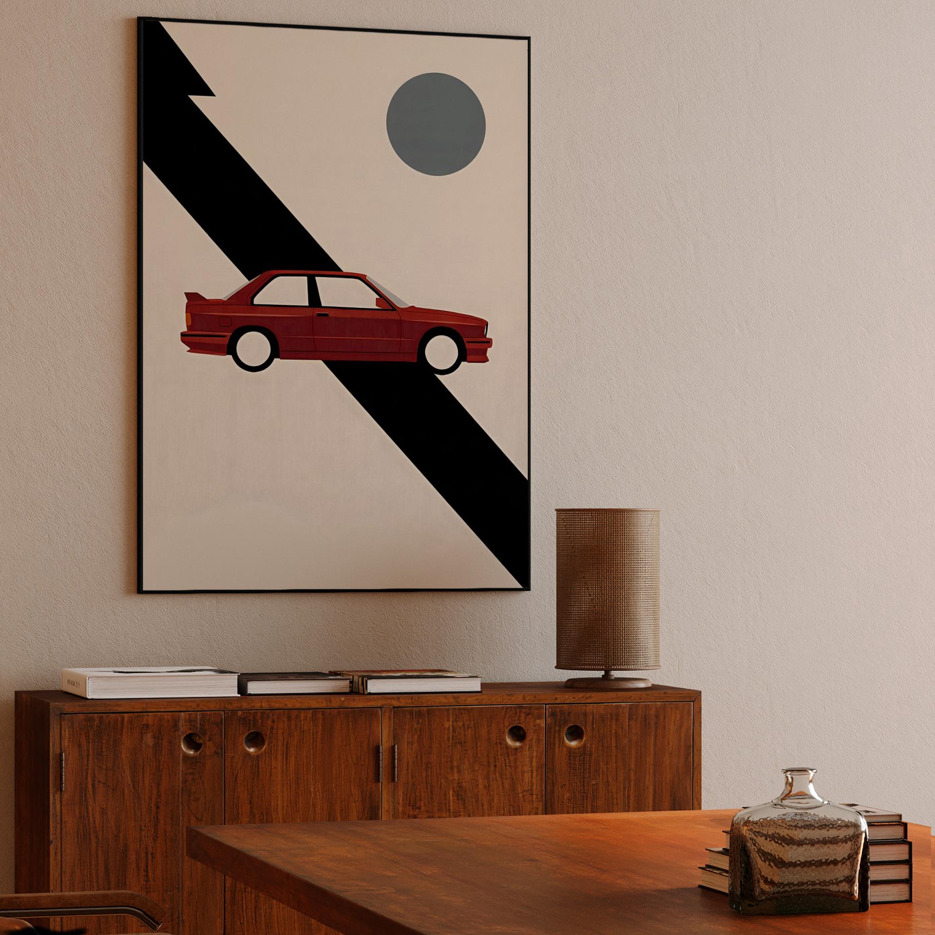 Red BMW E30 M3 Minimalist Graphic