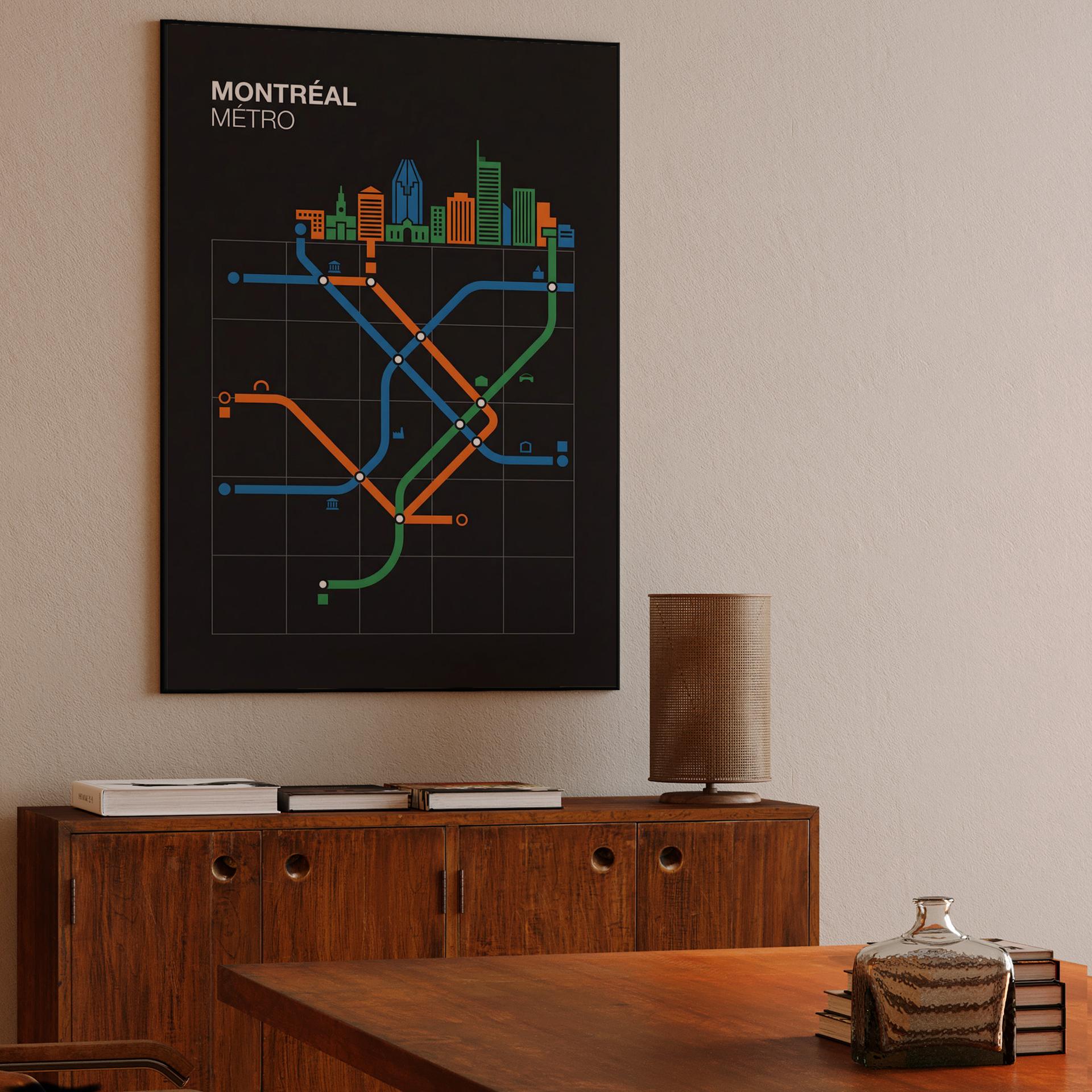 Montreal Metro Minimalist Transit Map