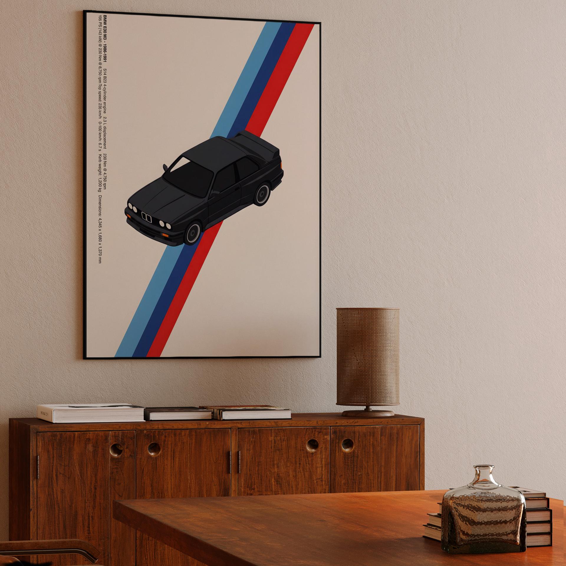 BMW E30 M3 Isometric Specs Poster