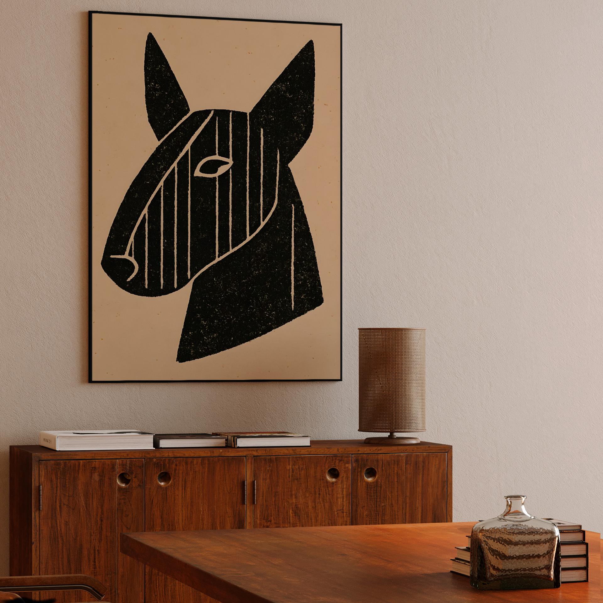 Woodcut Bull Terrier Profile