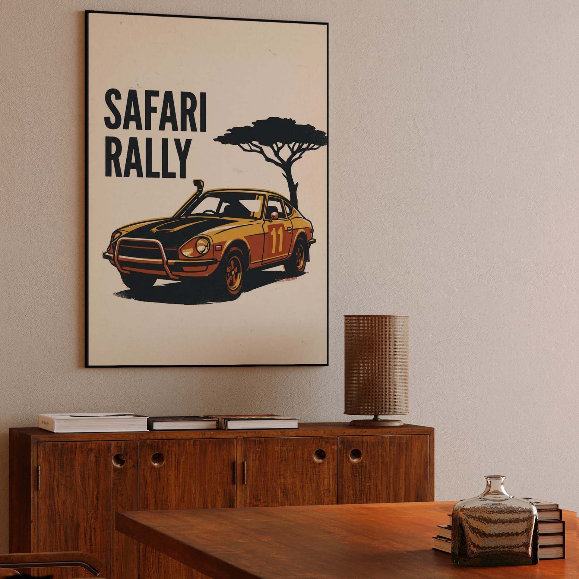 Datsun 240Z Safari Rally Minimalist Illustration