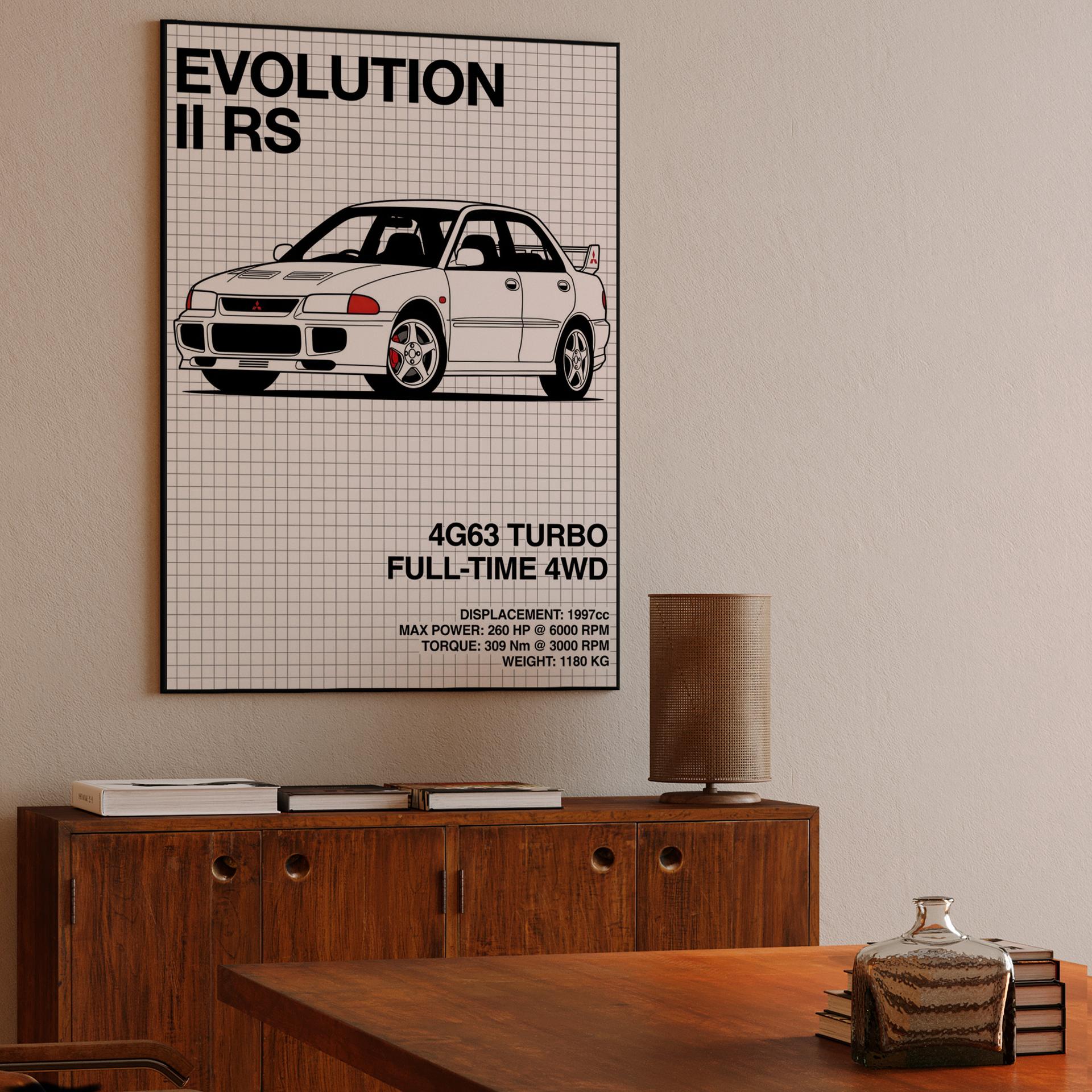 Mitsubishi Lancer Evolution II RS Technical Spec Illustration