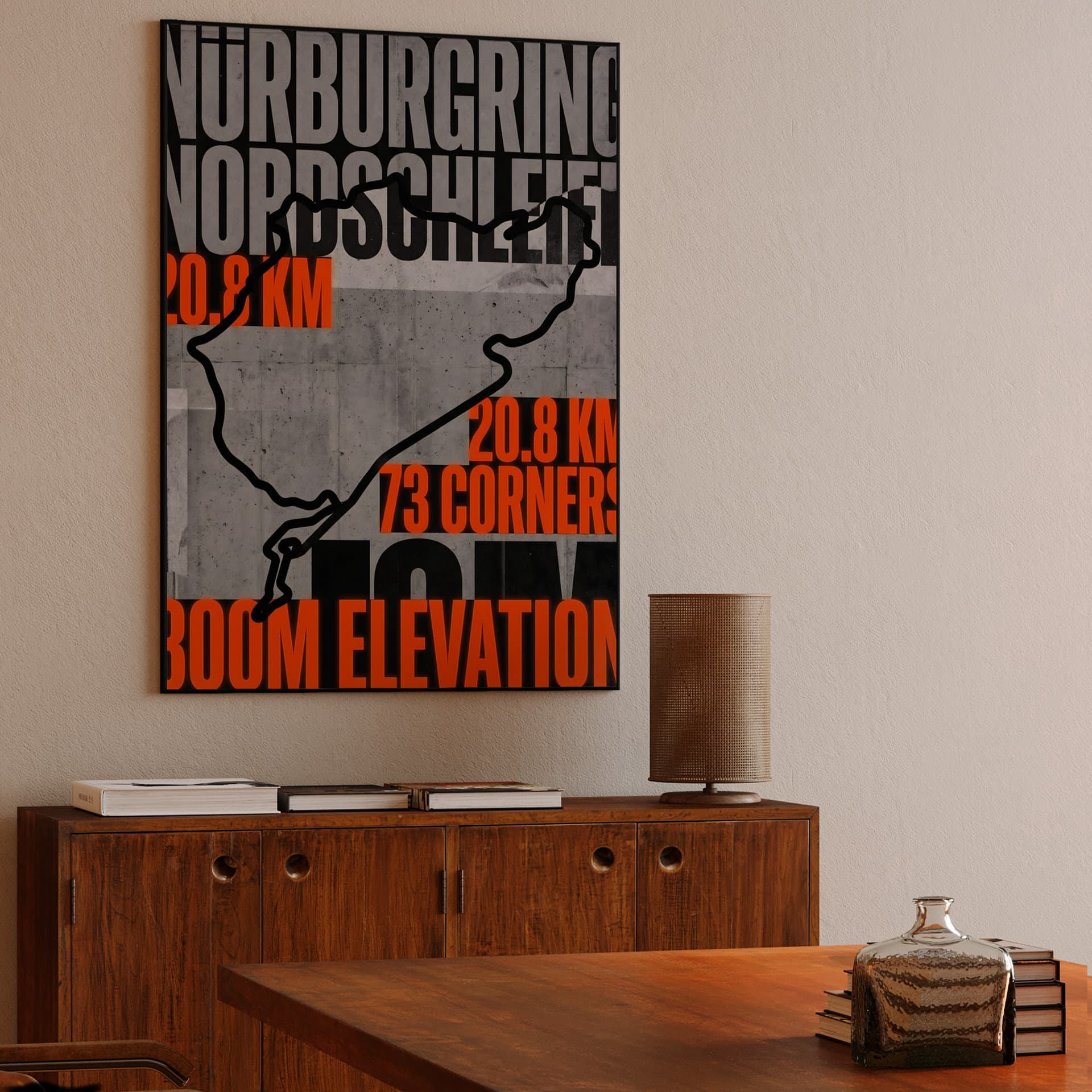 Nürburgring Nordschleife Industrial Typography Track Map