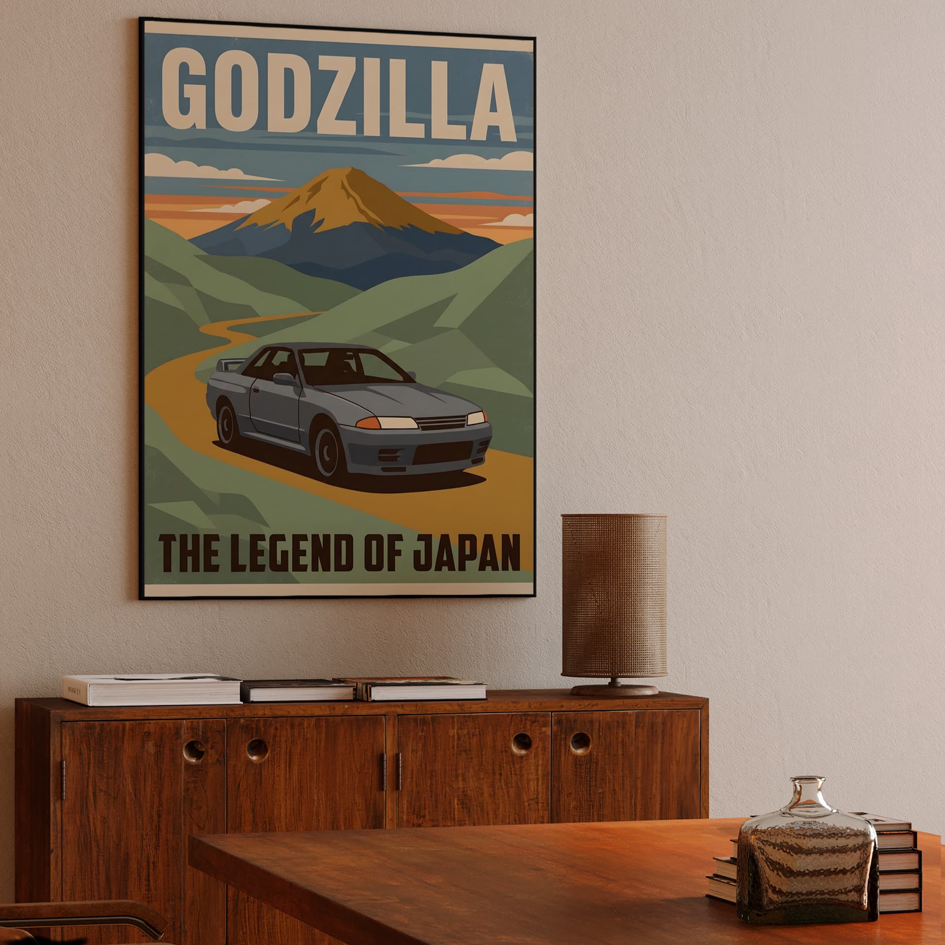 Nissan Skyline GT-R R32 Godzilla: The Legend of Japan Travel Poster