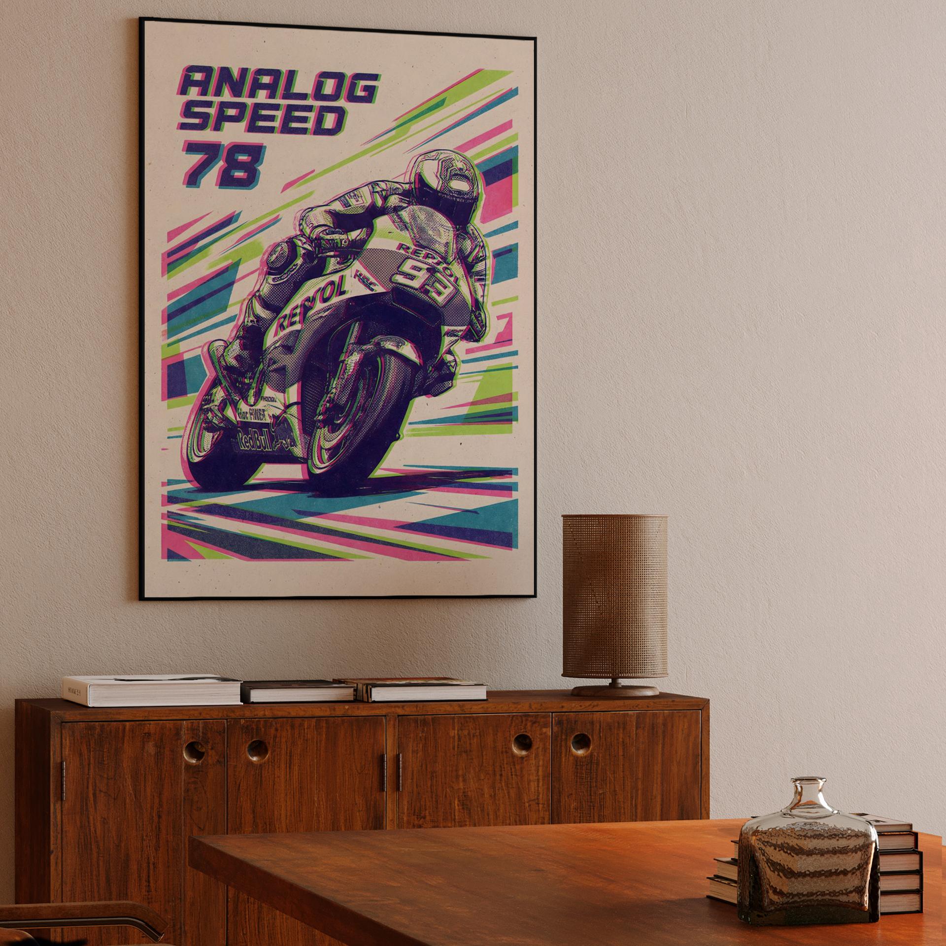 Analog Speed: Marc Márquez Modern Retro Racing Poster
