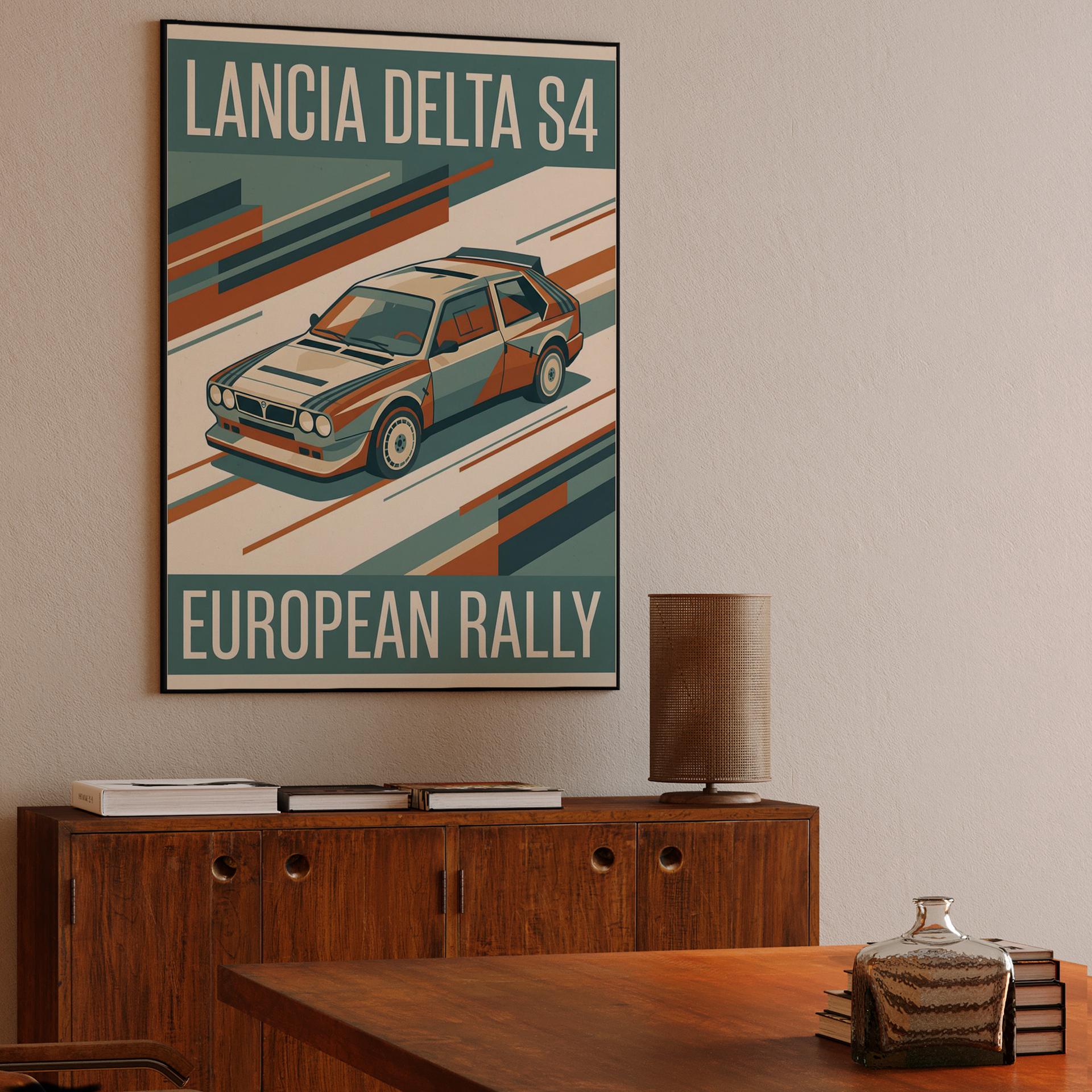European Rally Legend: Lancia Delta S4 Retro Poster