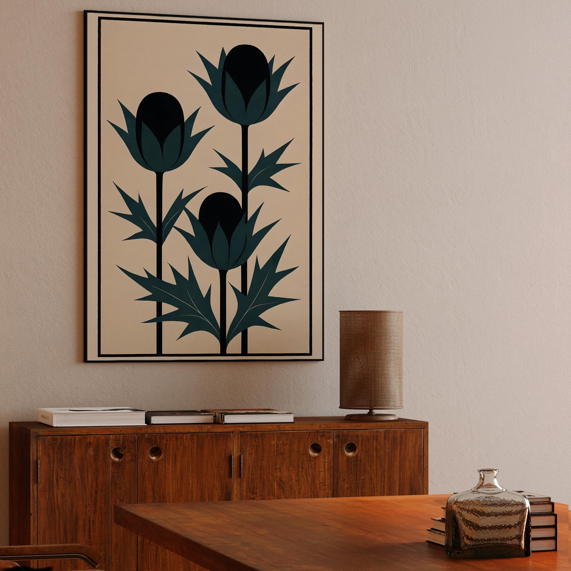 Stylized Teal Thistles