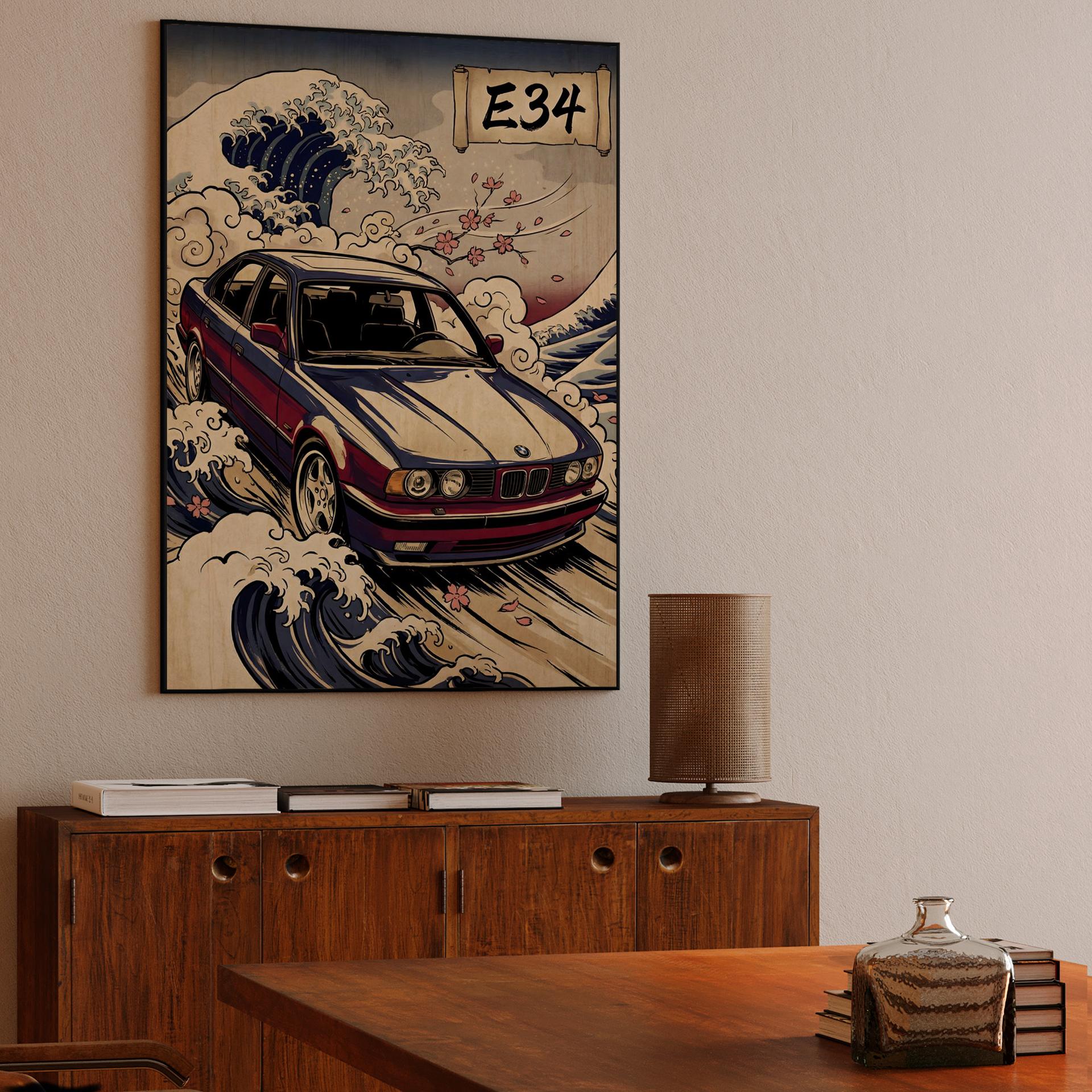 The Great Wave of E34: Japanese Art BMW Tribute