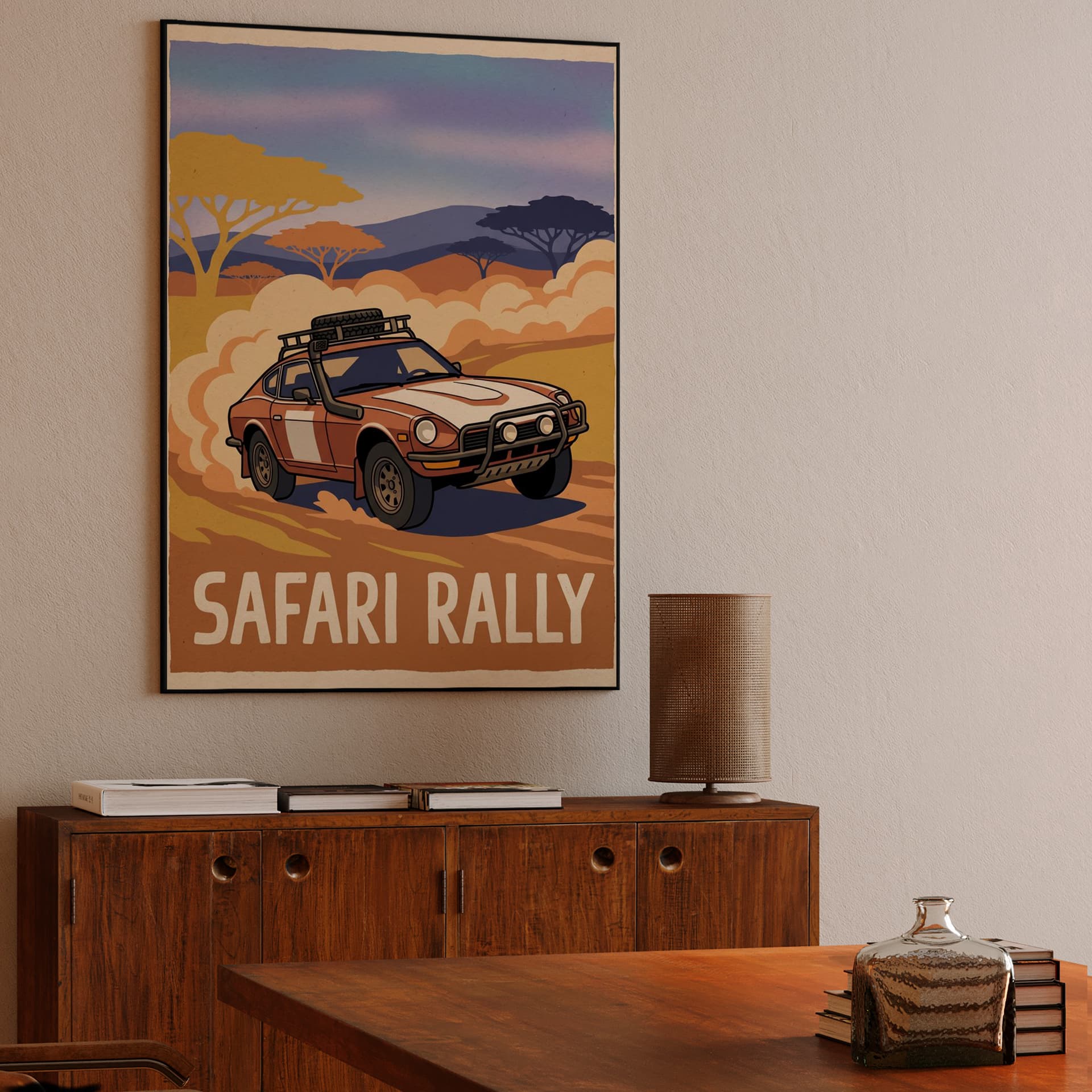 Datsun 240Z Safari Rally Savanna Travel Poster