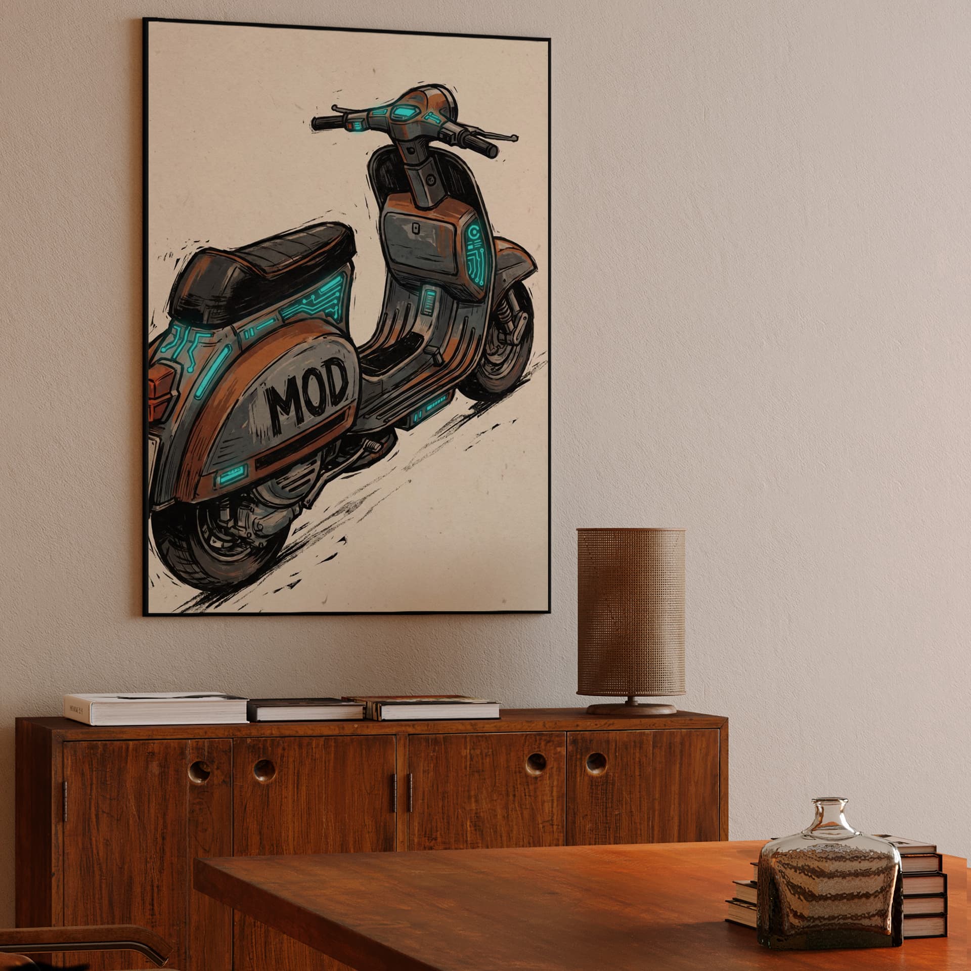 Cybernetic Mod Vespa Illustration