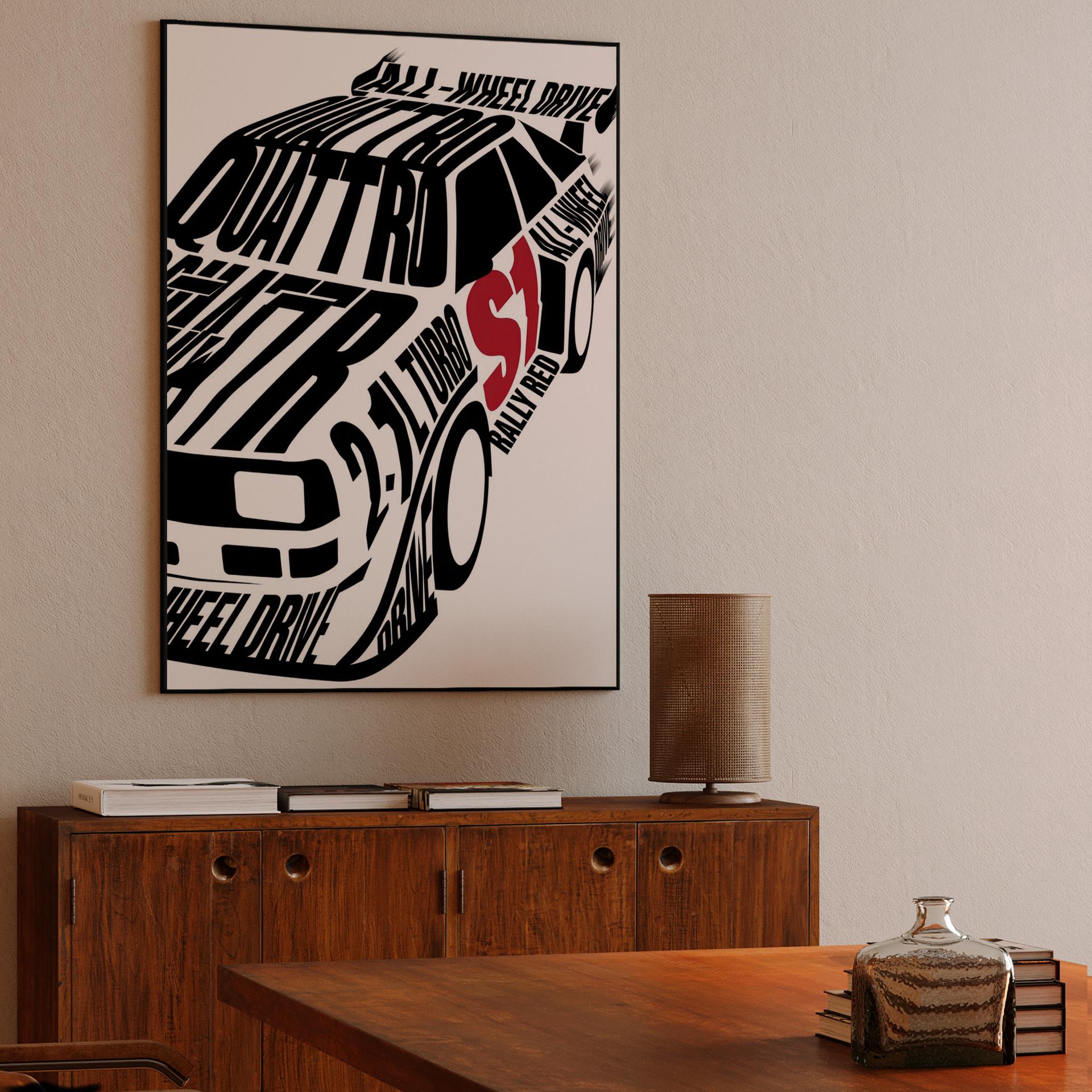 Audi Sport Quattro S1 Typographic Calligram