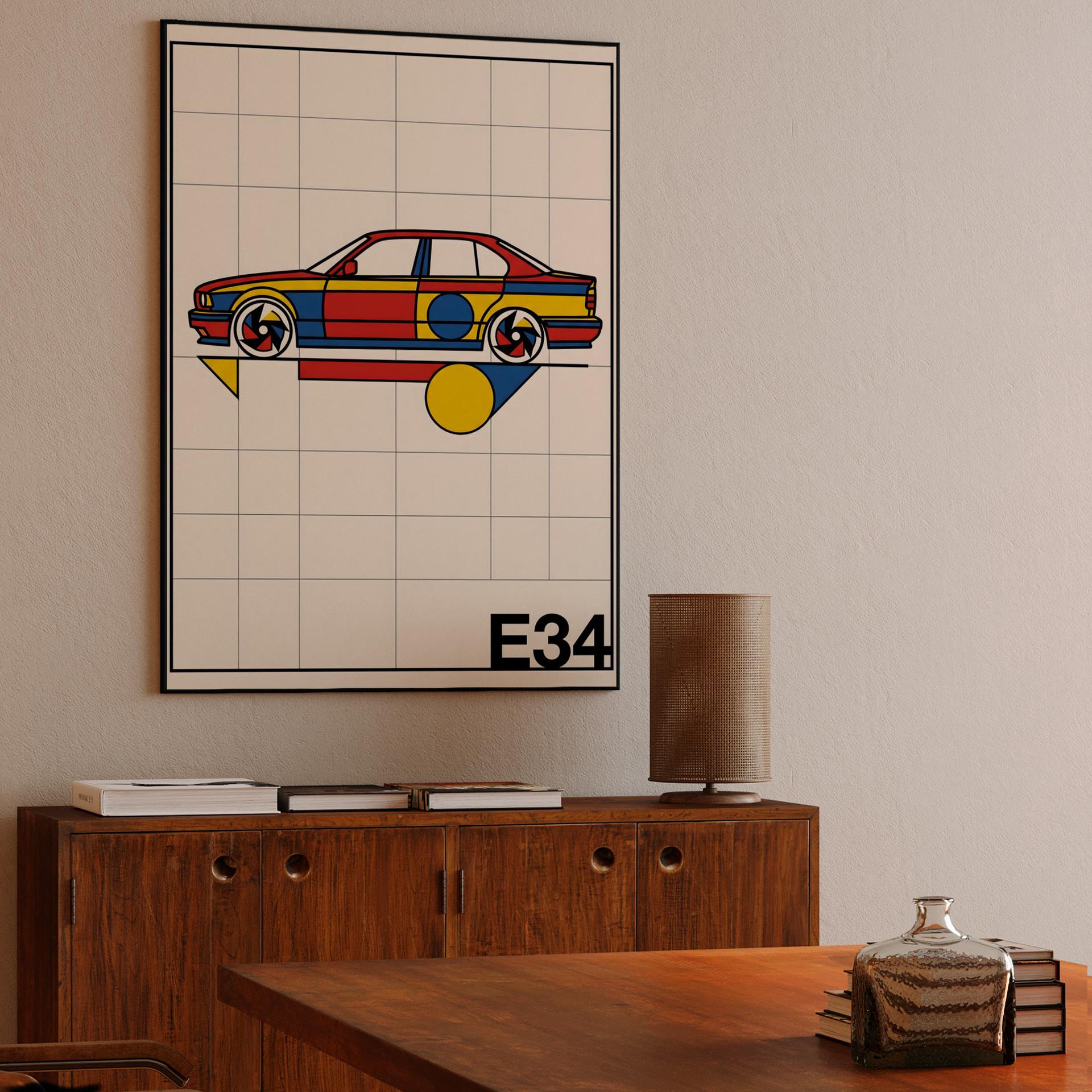 BMW E34: Bauhaus Grid Composition