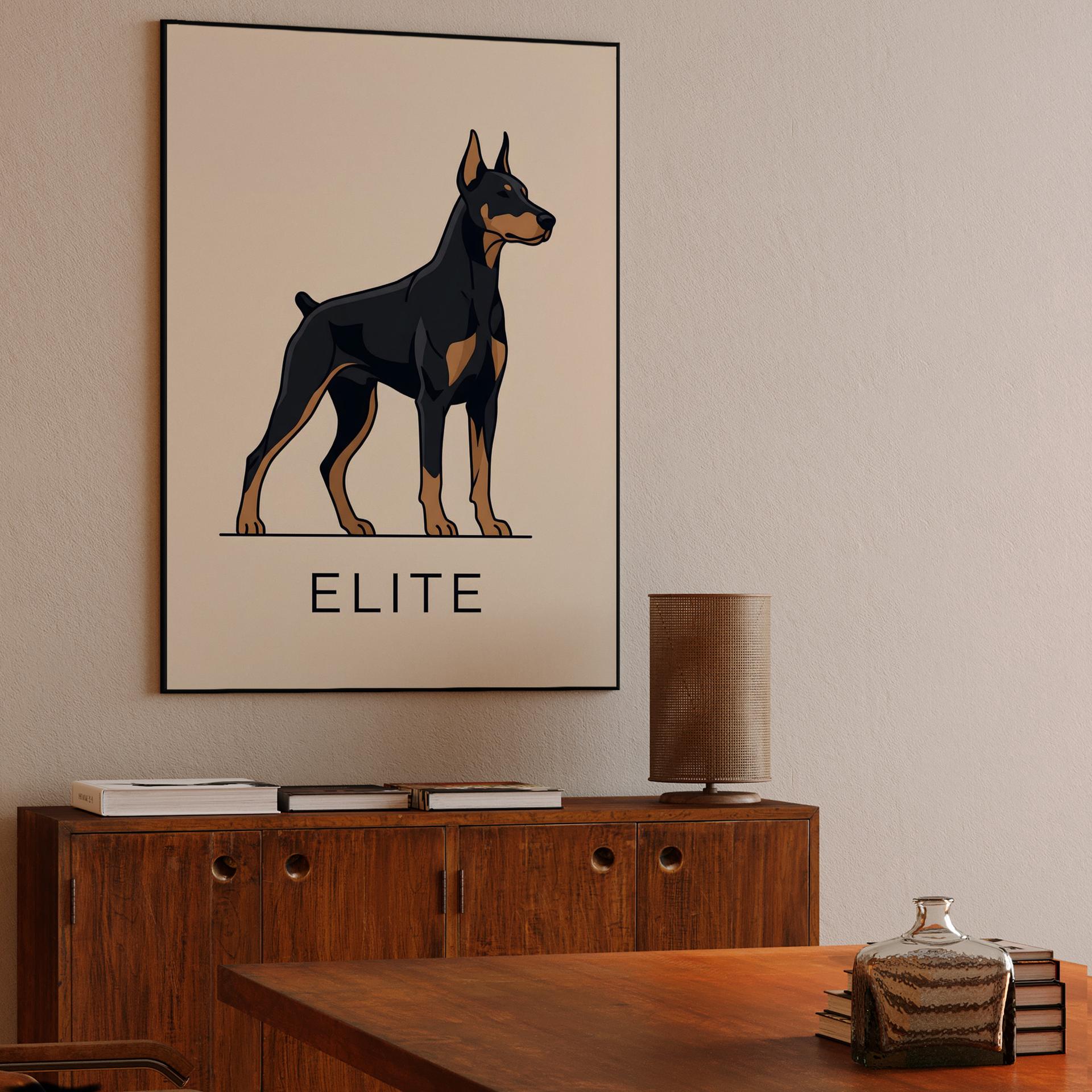 Elite Doberman: Minimalist Flat Illustration