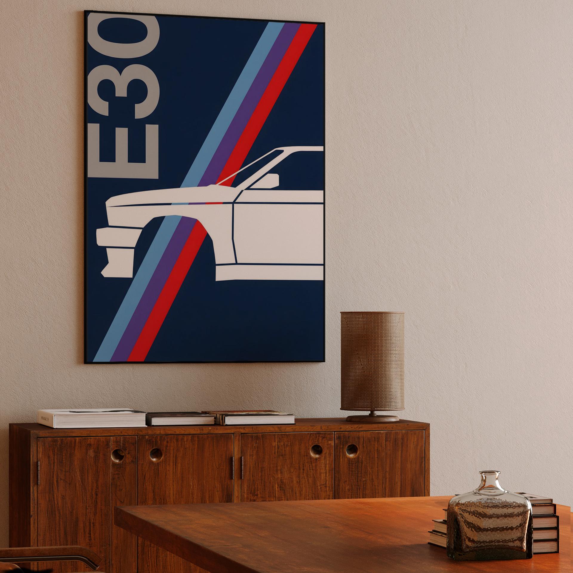 BMW E30 Navy M-Stripe Graphic