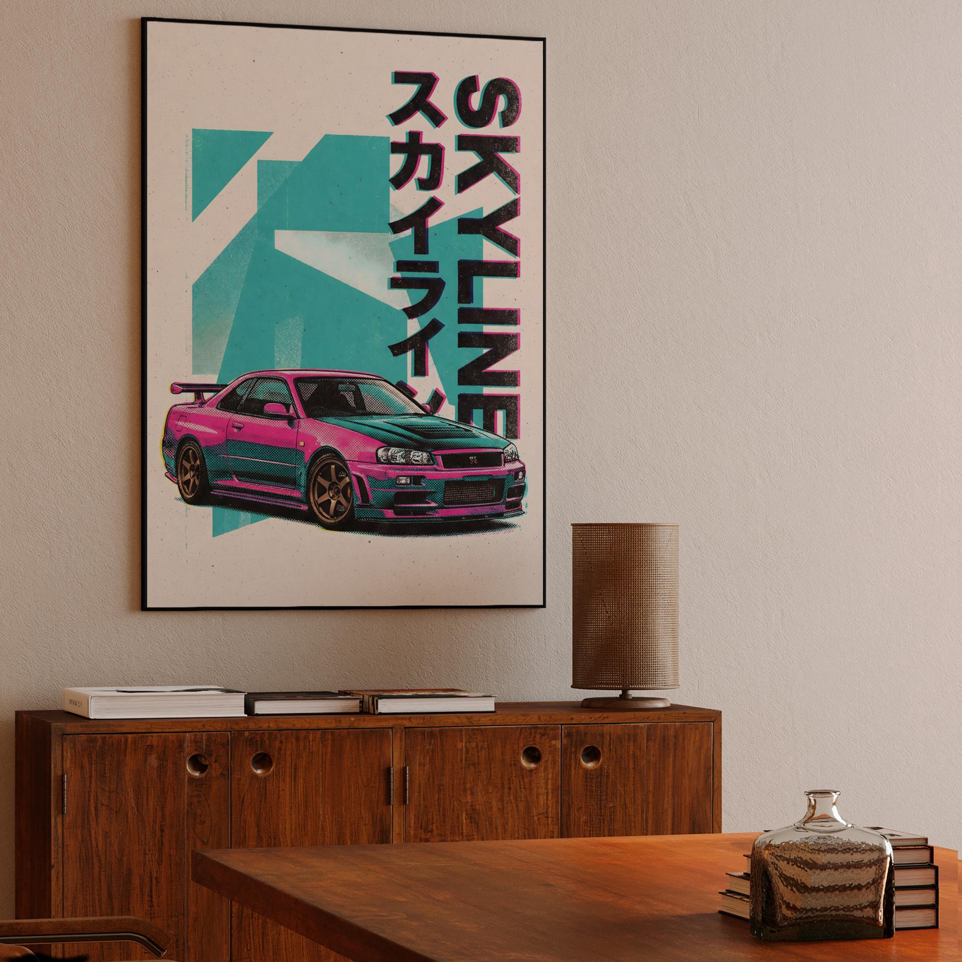 Skyline R34: Neon Pop Katakana Style