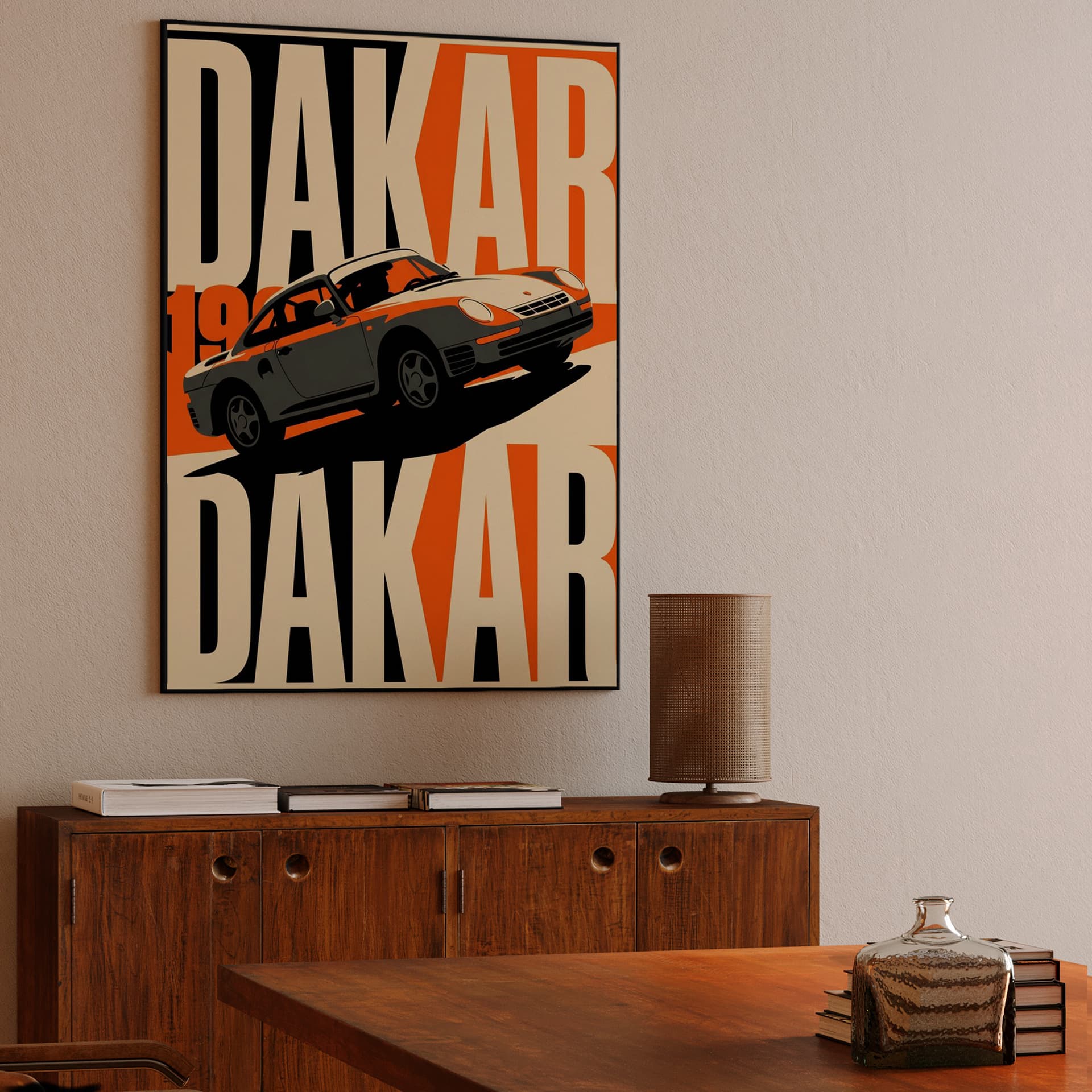 1986 Dakar Porsche 959 Typographic Poster
