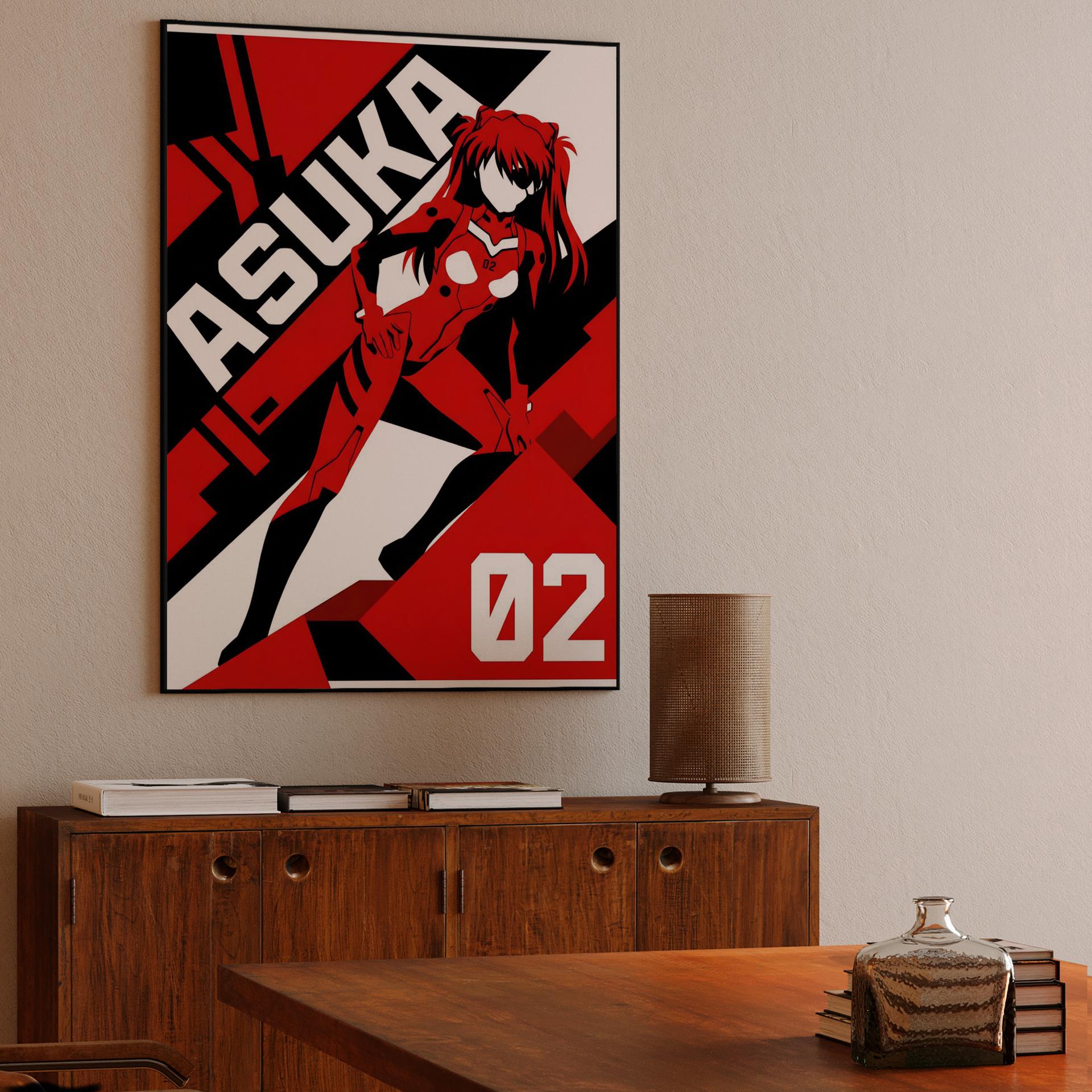 Asuka 02: Minimalist Red Silhouette