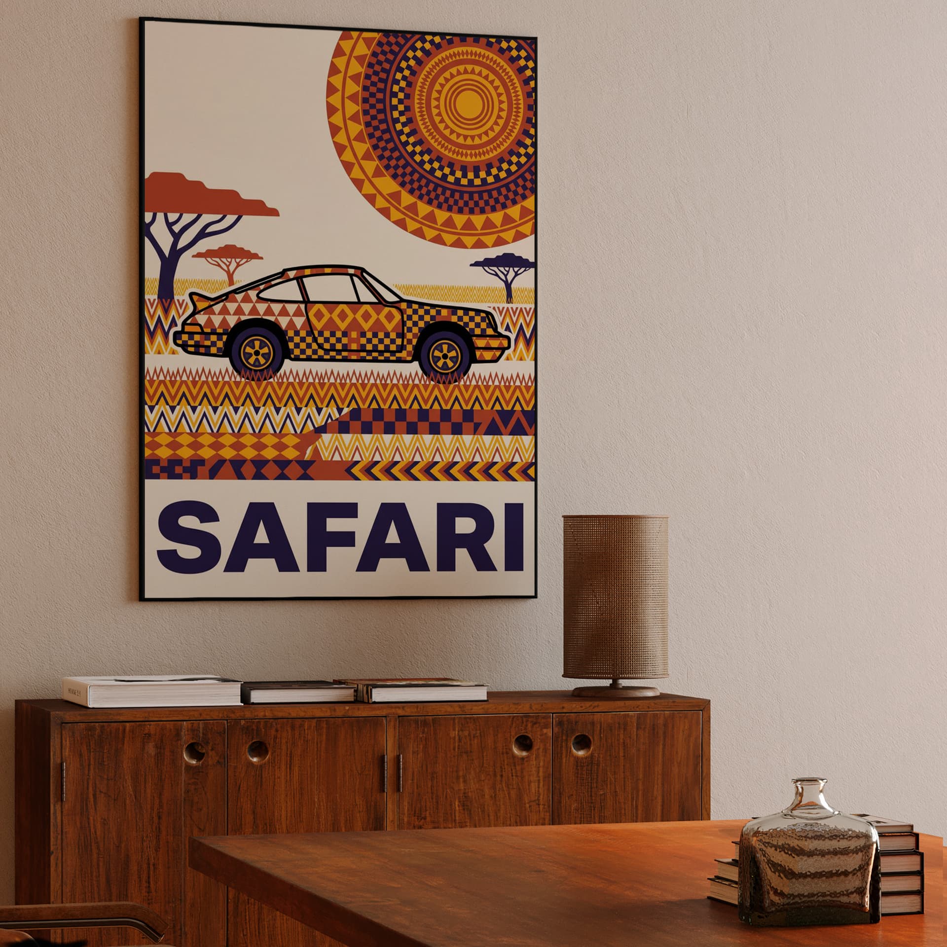 Porsche 911 Safari Savanna Pattern Poster