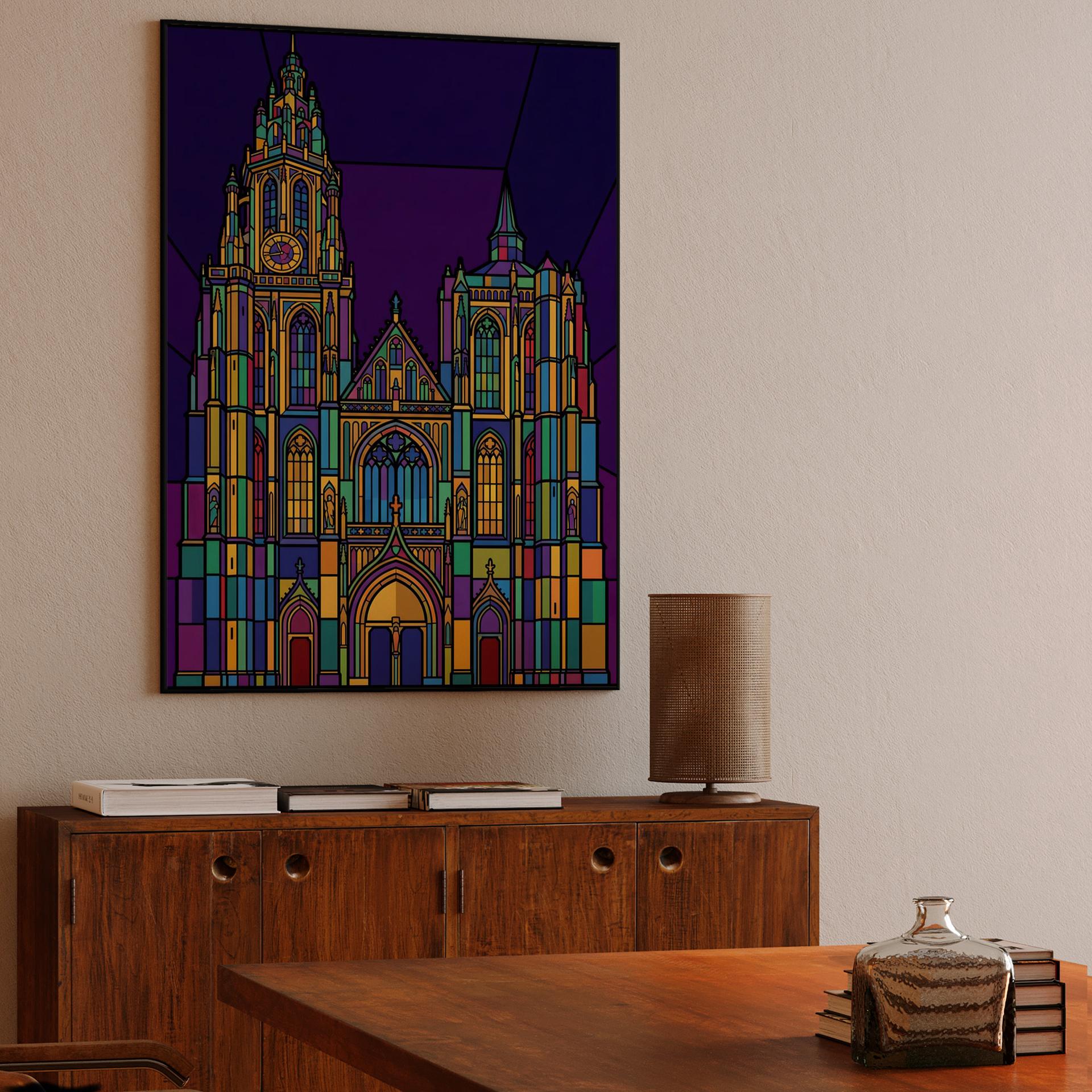 Antwerp Cathedral Stained Glass Illustration